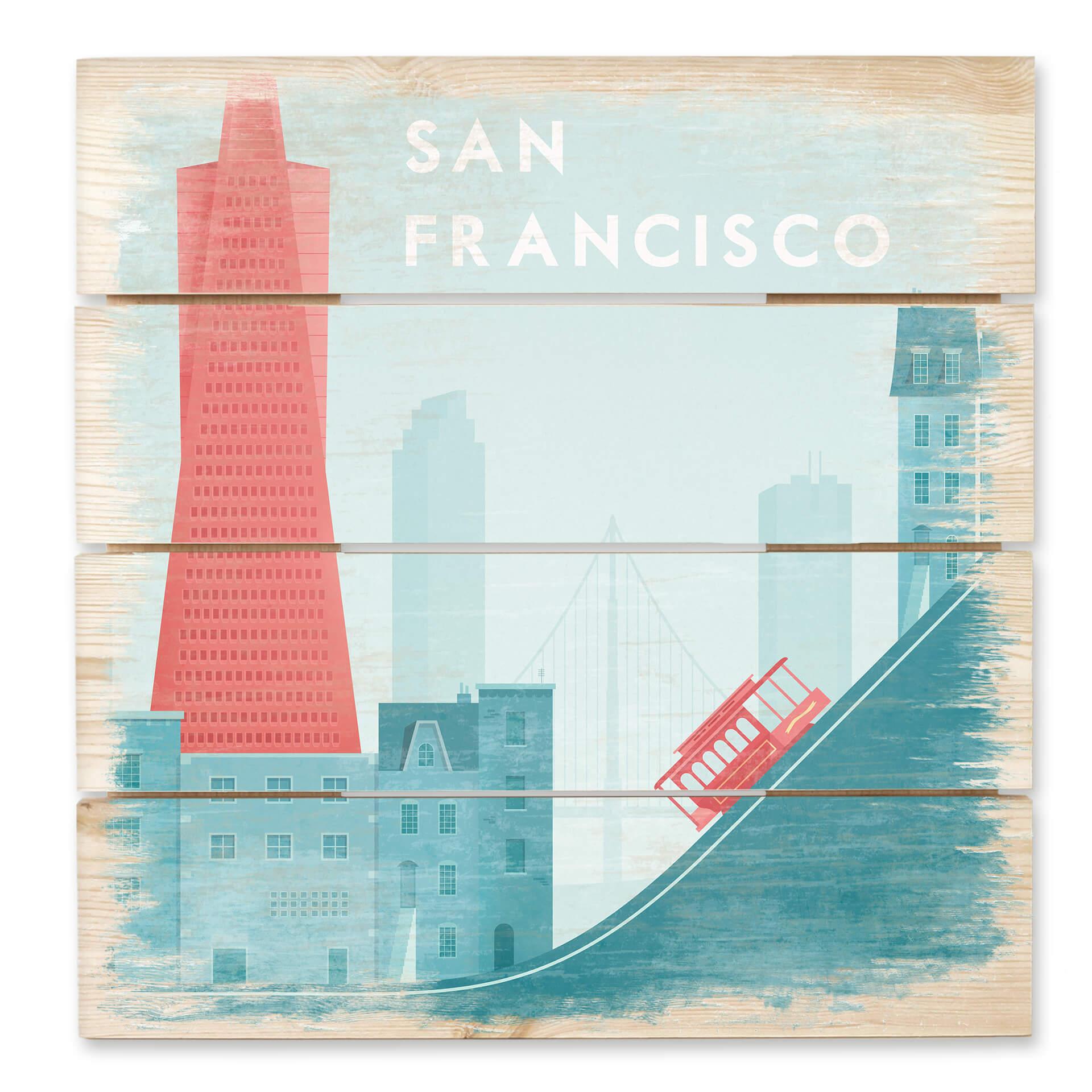 Cuadro de madera Rivers - San Francisco - 40x41,5 cm