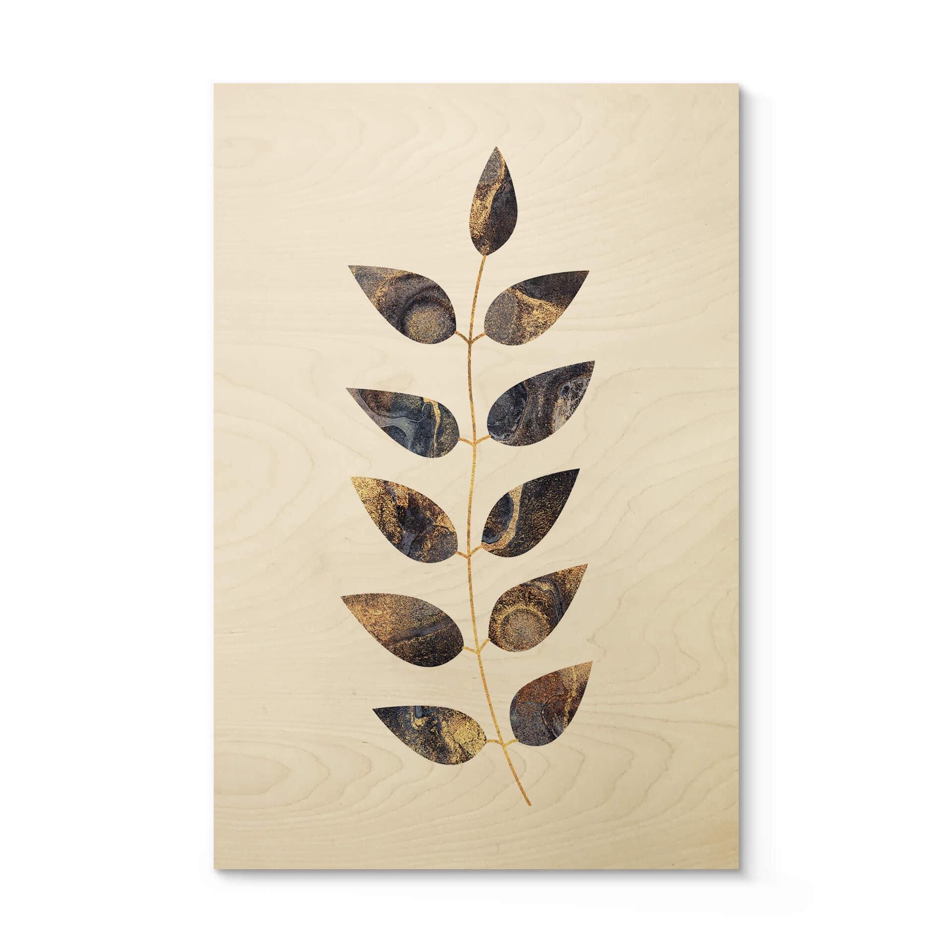 Cuadro de madera Fredriksson - Hojas jaspeadas