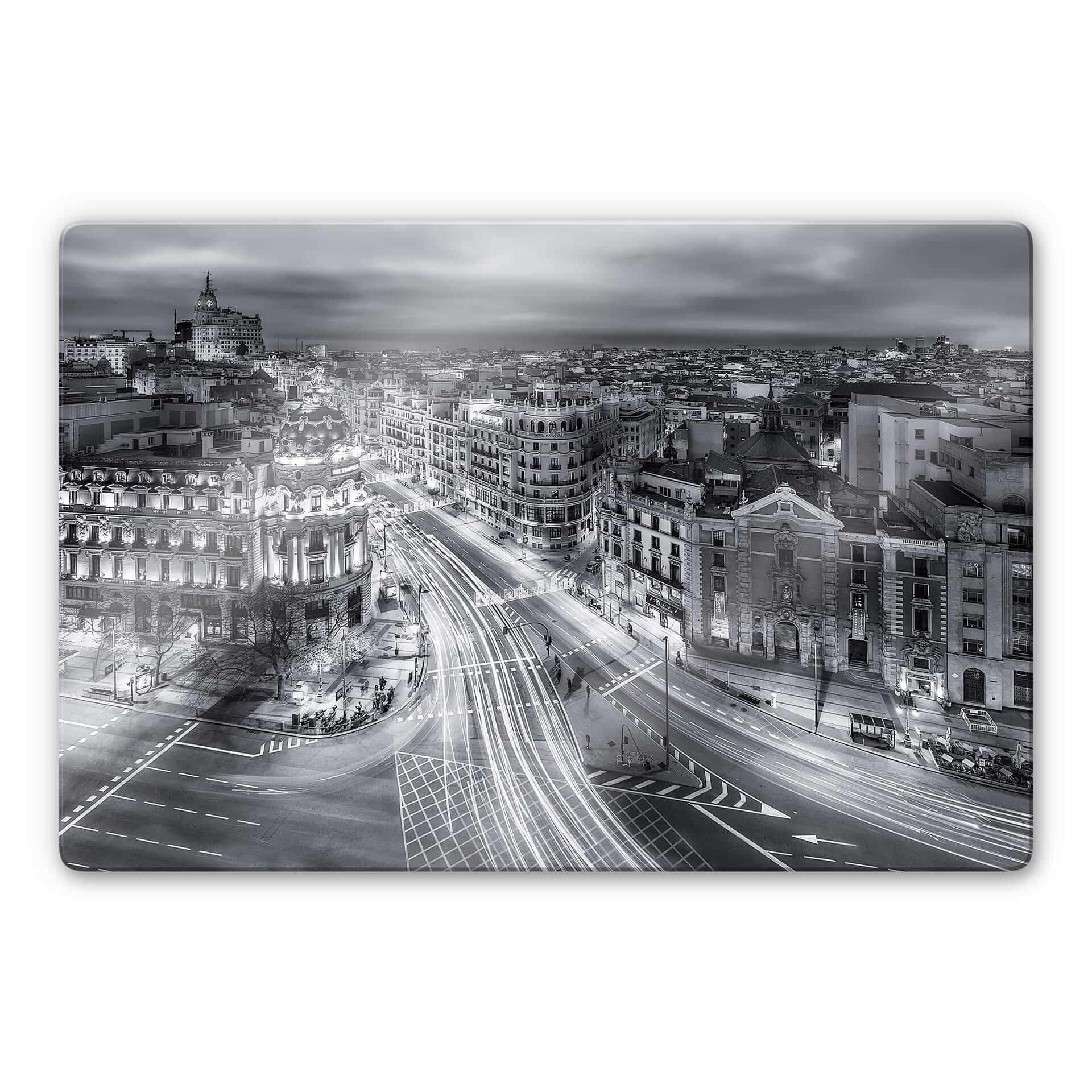 Glasschilderij Javier - Madrid bij Nacht