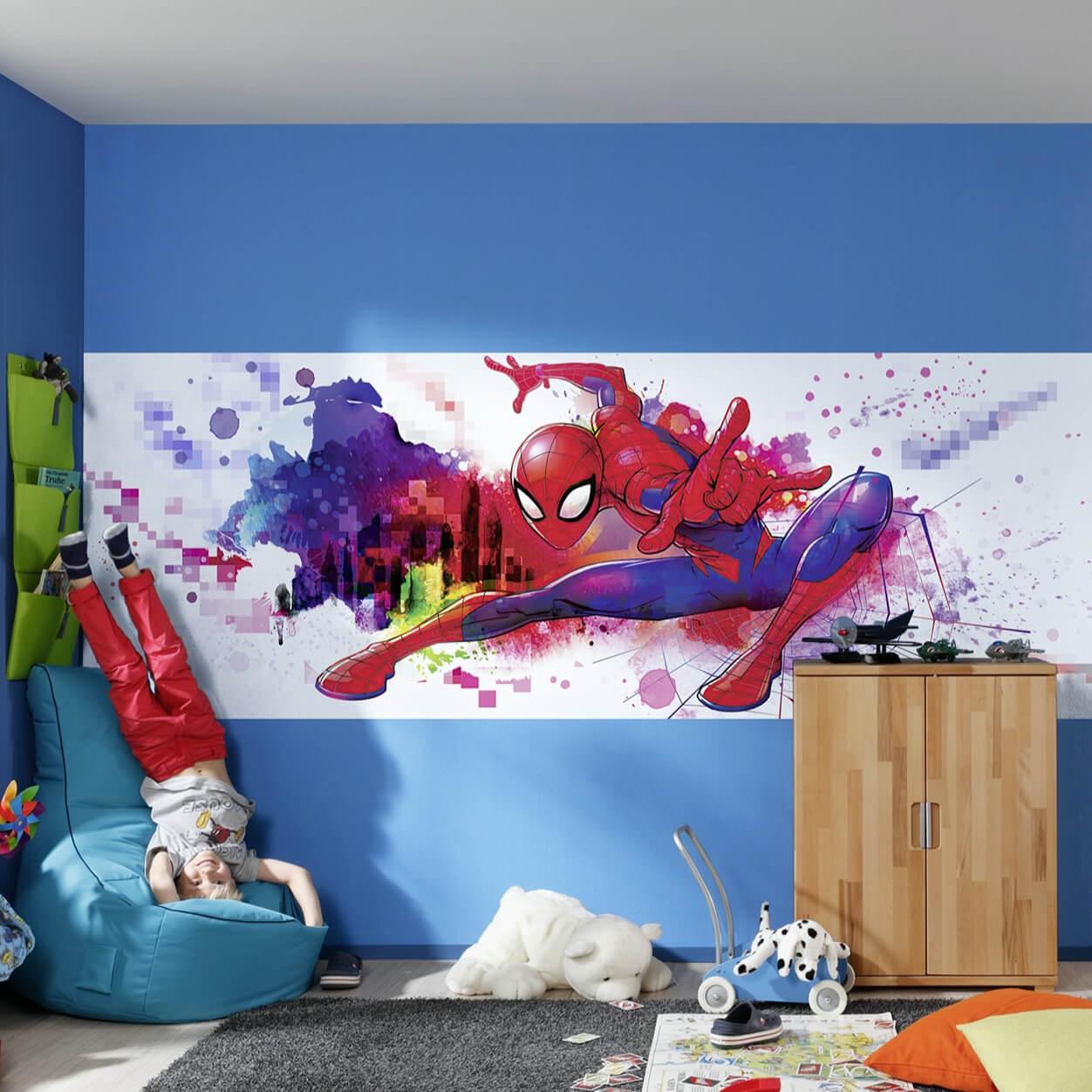Papirtapet - Spider-Man graffitikunst - 368 x 127 cm