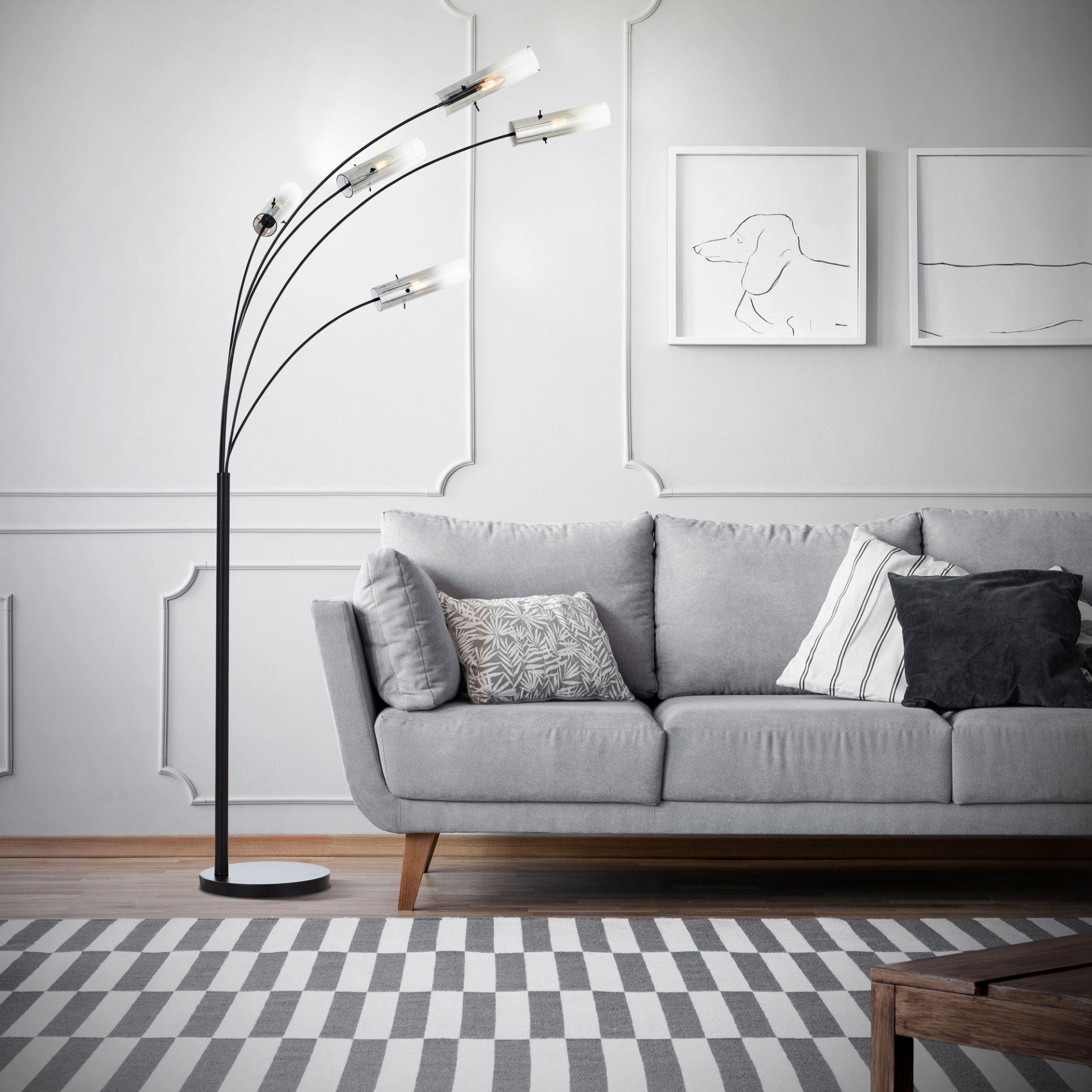 Stehleuchte Hilla, grau, 200 x 73 cm, Metall Bogenlampe