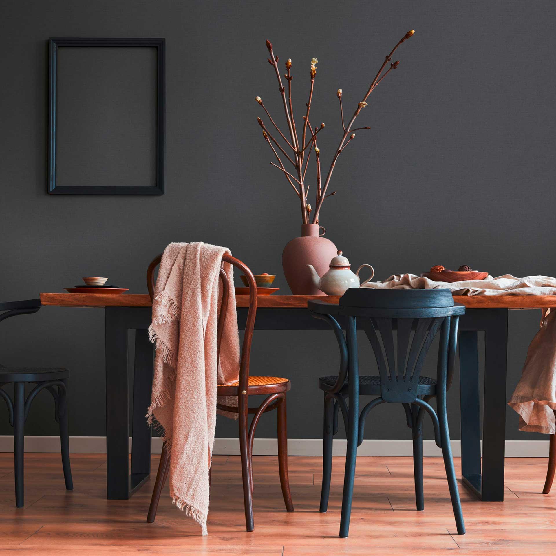 tapet ensfarvet sort - tekstureret tekstil tapet ensfarvet - designer tapet