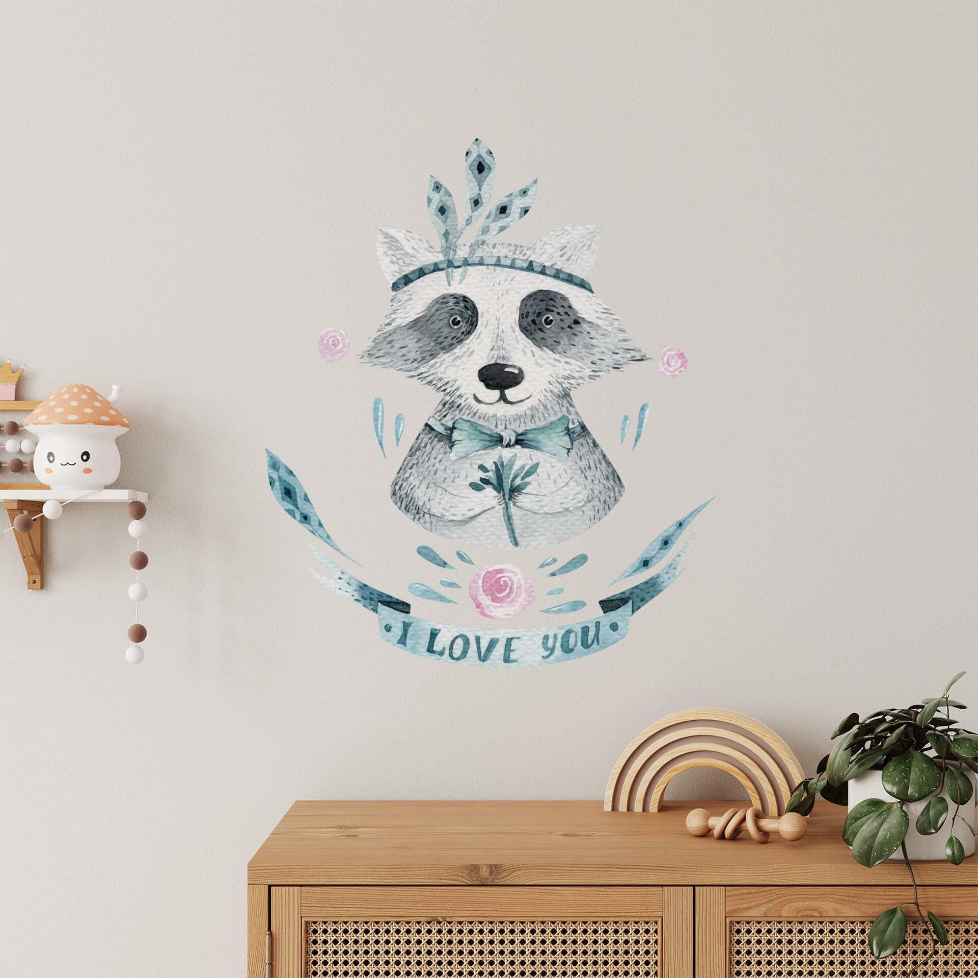 Sticker mural Kvilis - Raton laveur I love You