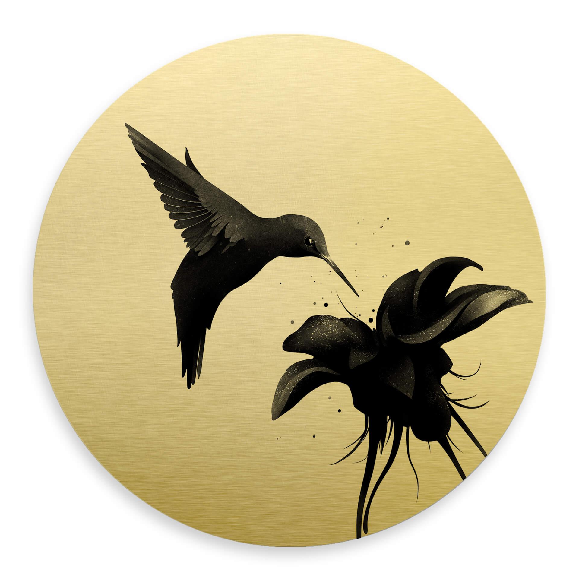 Alu-Dibond Rund Guldeffekt - Ireland - Hummingbird – print på aluminium (Alu-Dibond)
