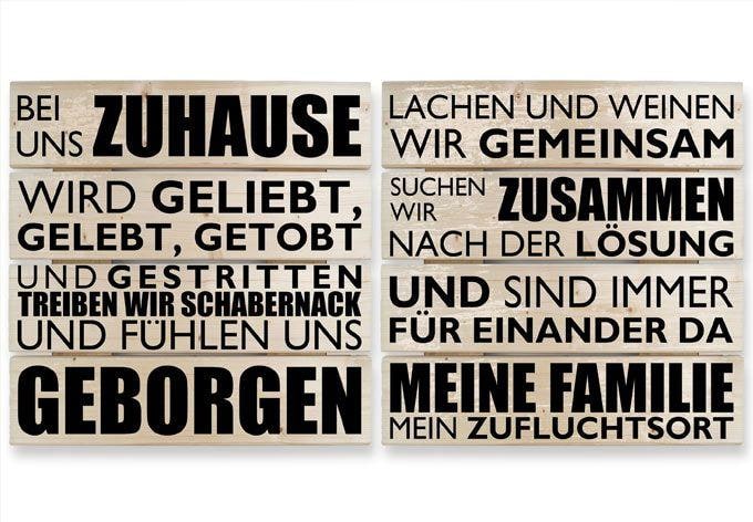 Holzbild-Set Bei uns zu Hause - schwarz (2-teilig)