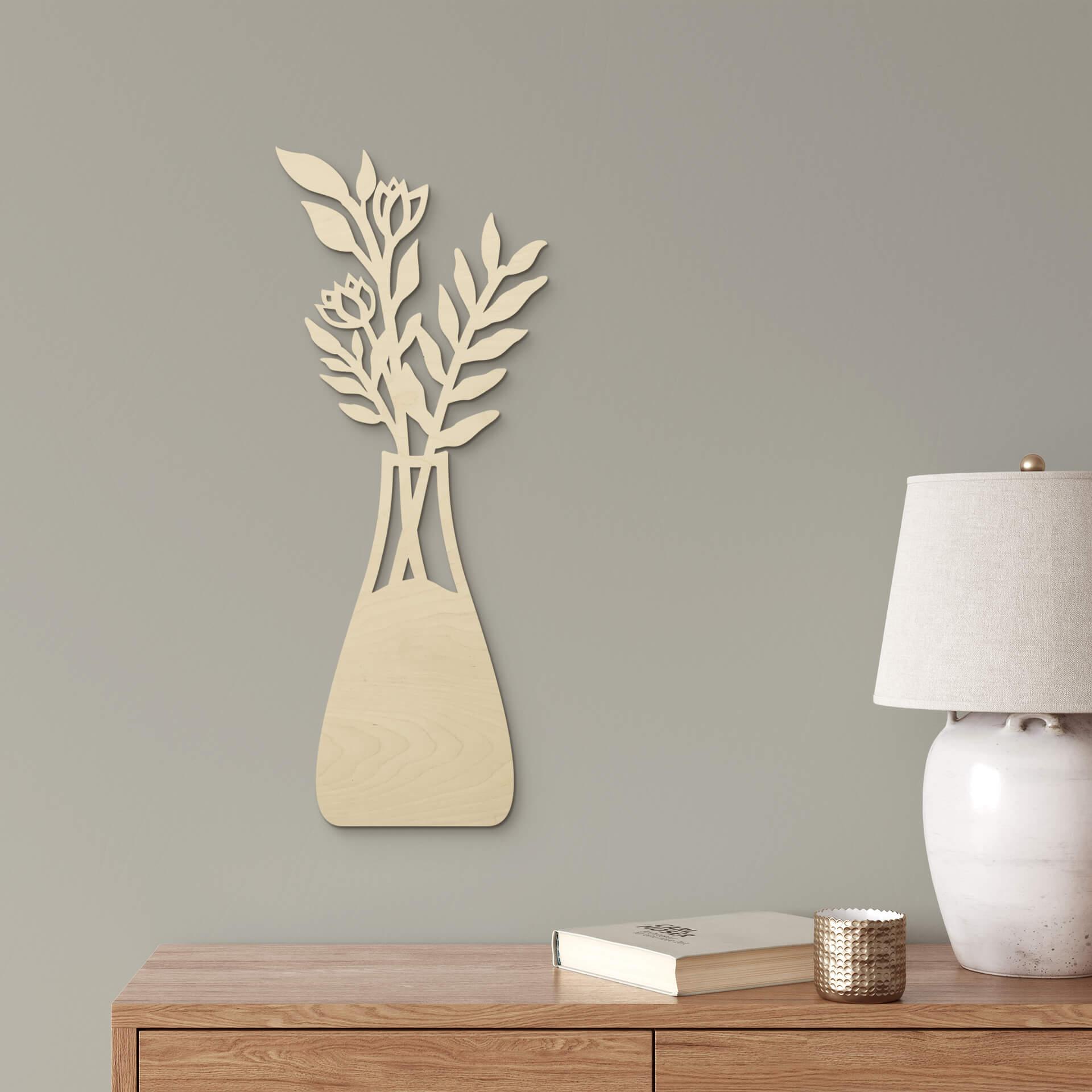 Decoración floral de madera - Ramo en jarrón - Madera de álamo
