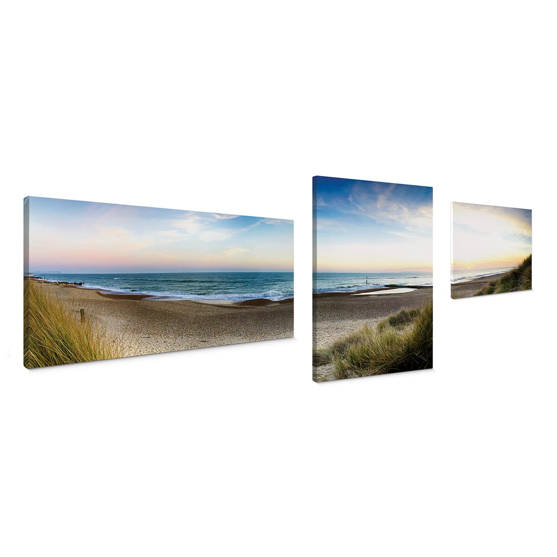 Strand panorama (3 dele) - Lærredsprint