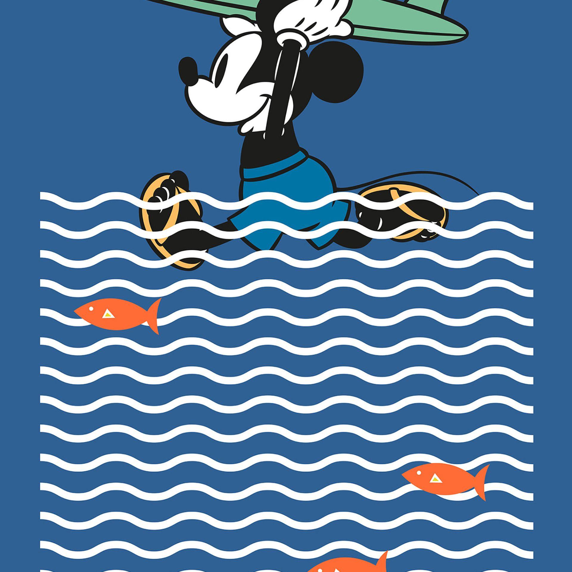 Tapet - Mickey tager ud og surfer - 200 x 280 cm
