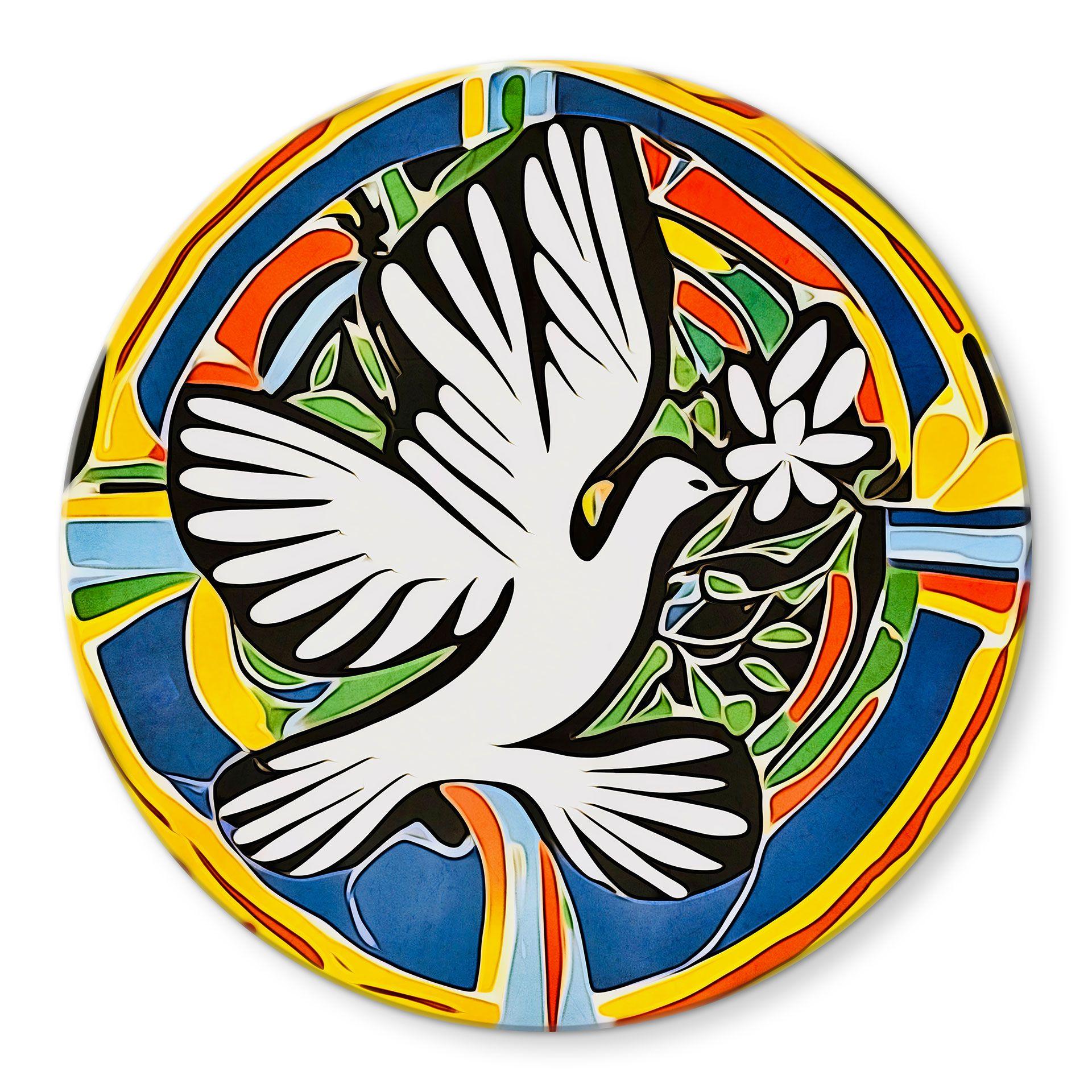 Glasbillede - Farverig fredsdue - inspireret af Matisse - Zamart