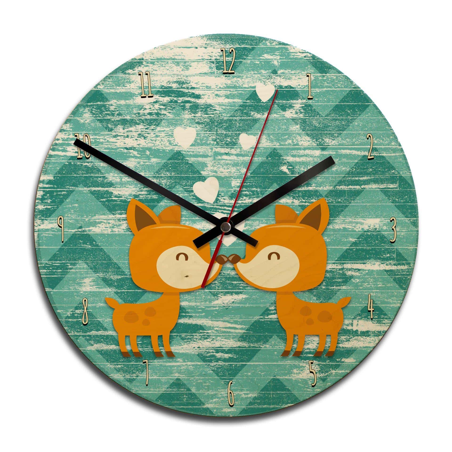 Horloge murale en bois - Baisers de biche