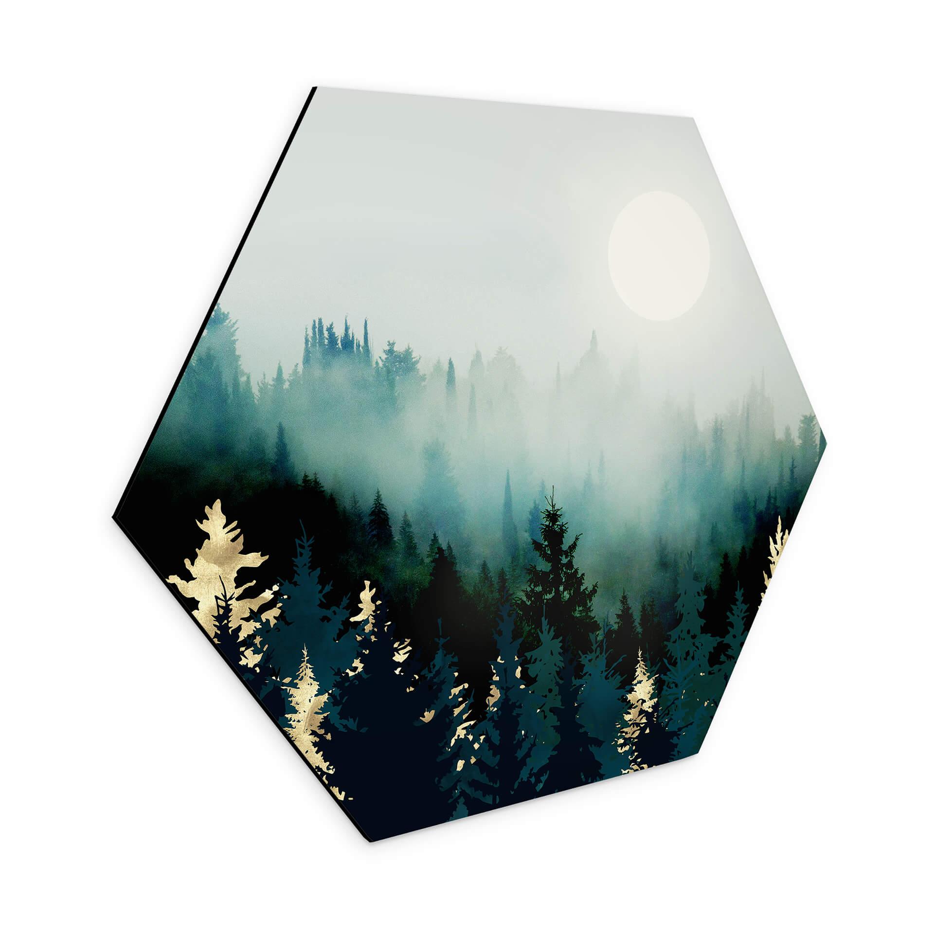 Hexagone - alu-Dibond SpaceFrog Designs - Forêt brumeuse