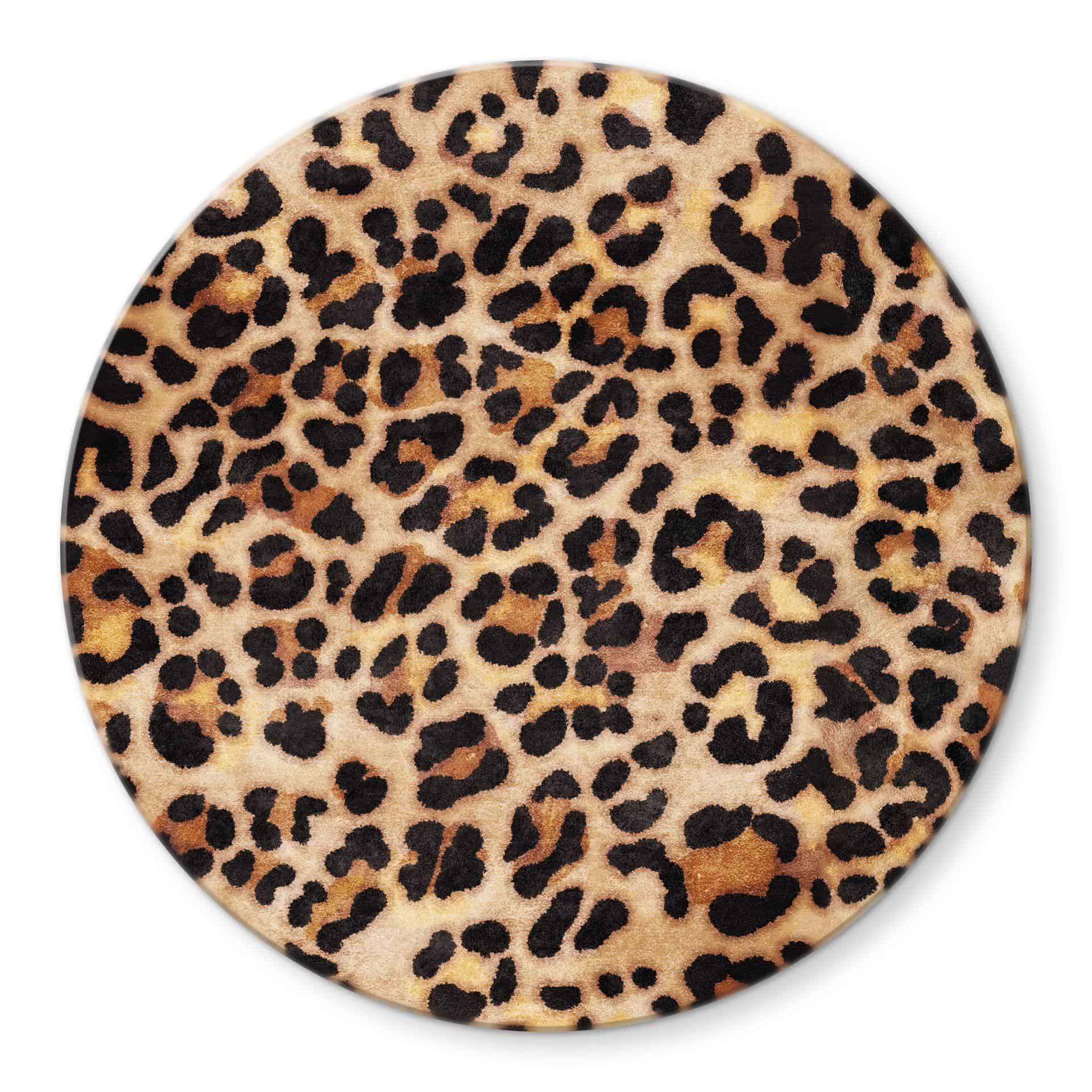 Glasbillede - Vild leopard - Dyreprint - Tunaboylu - Rund