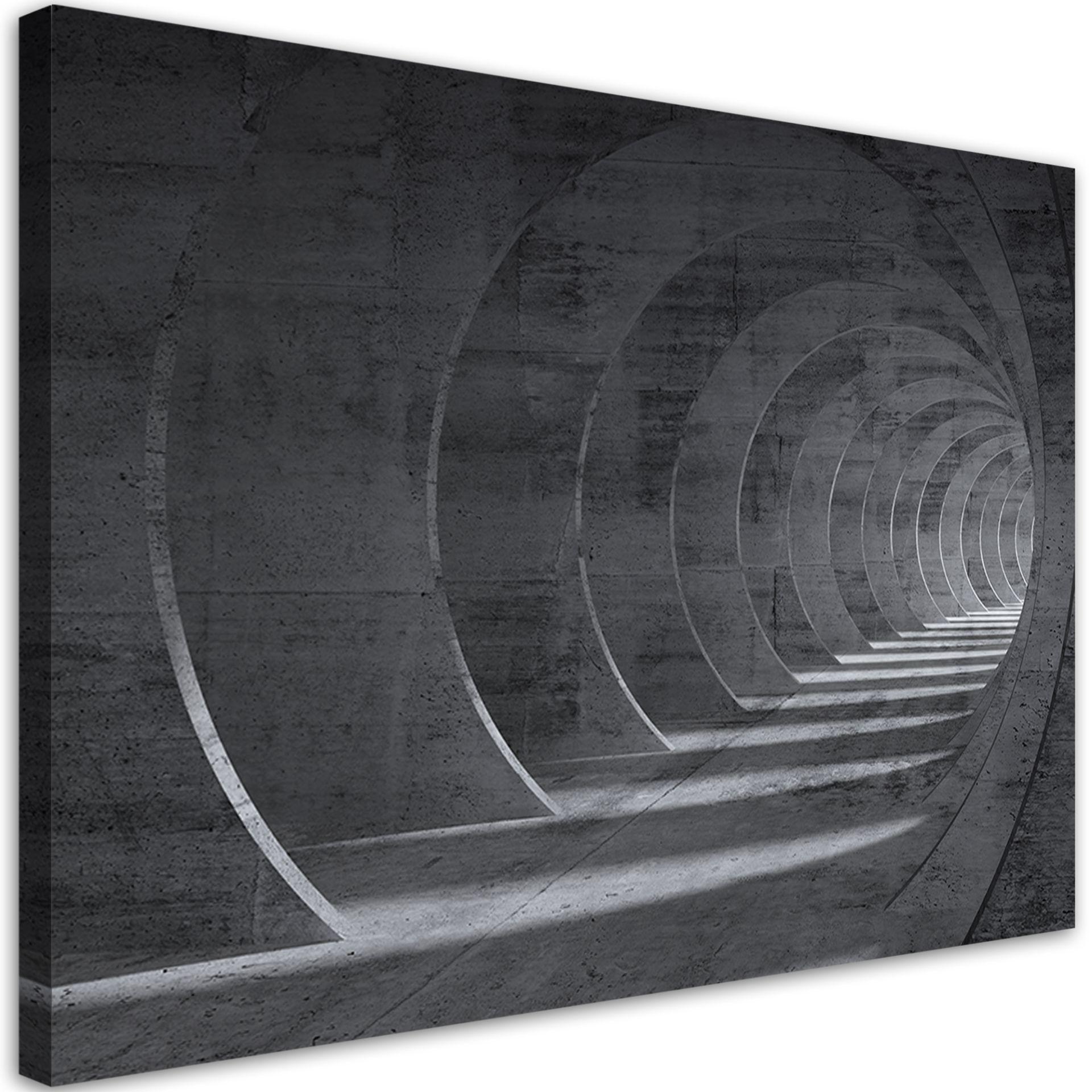 Canvasbillede, Grå 3D-tunnel