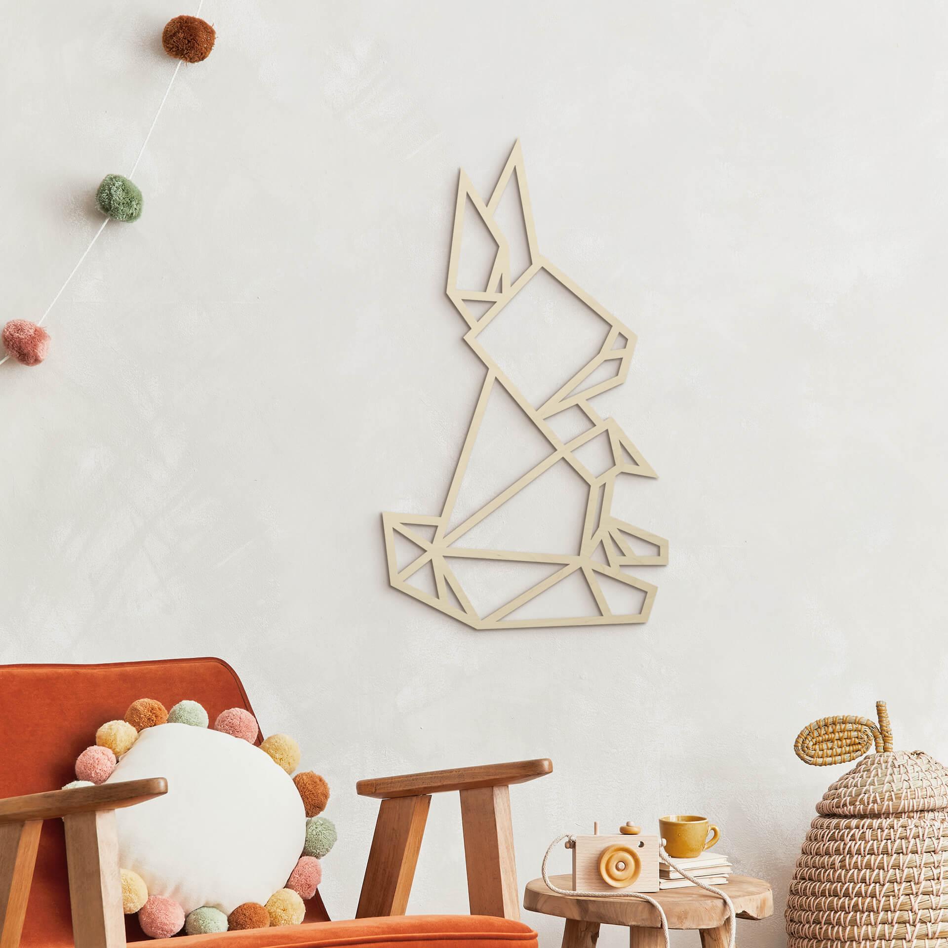Arte en madera de álamo - Conejo de origami