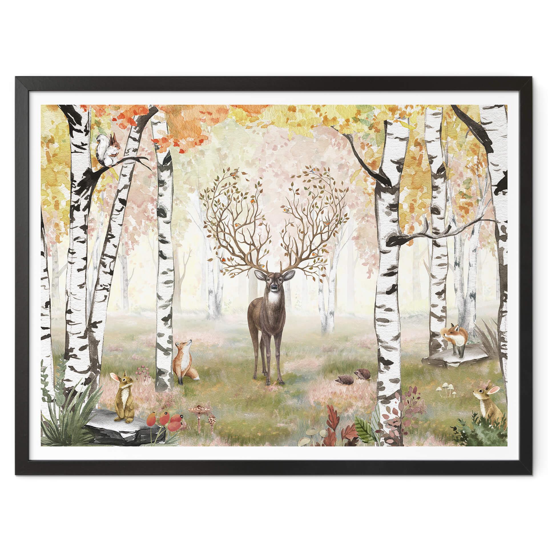 Póster Kikki Belle - Ciervos en otoño