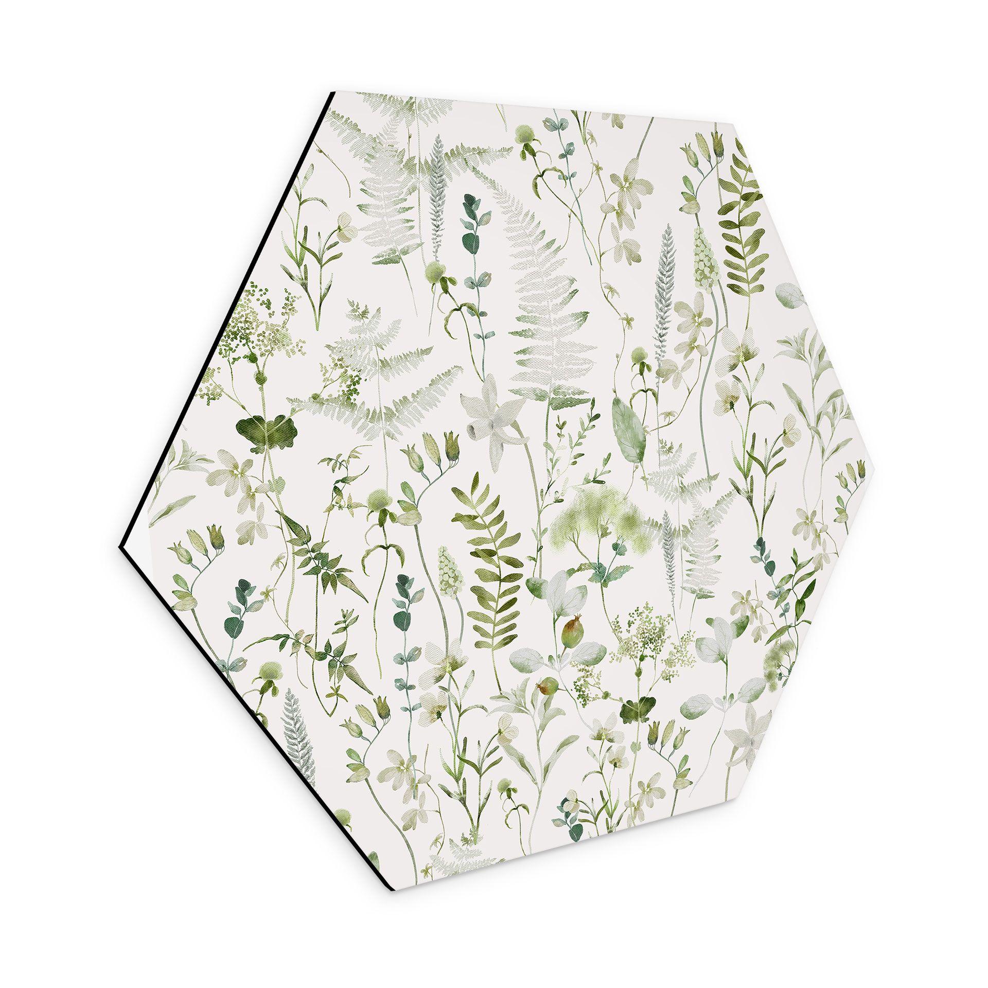 Hexagon Dibond Urter og vilde blomster - UN Designs