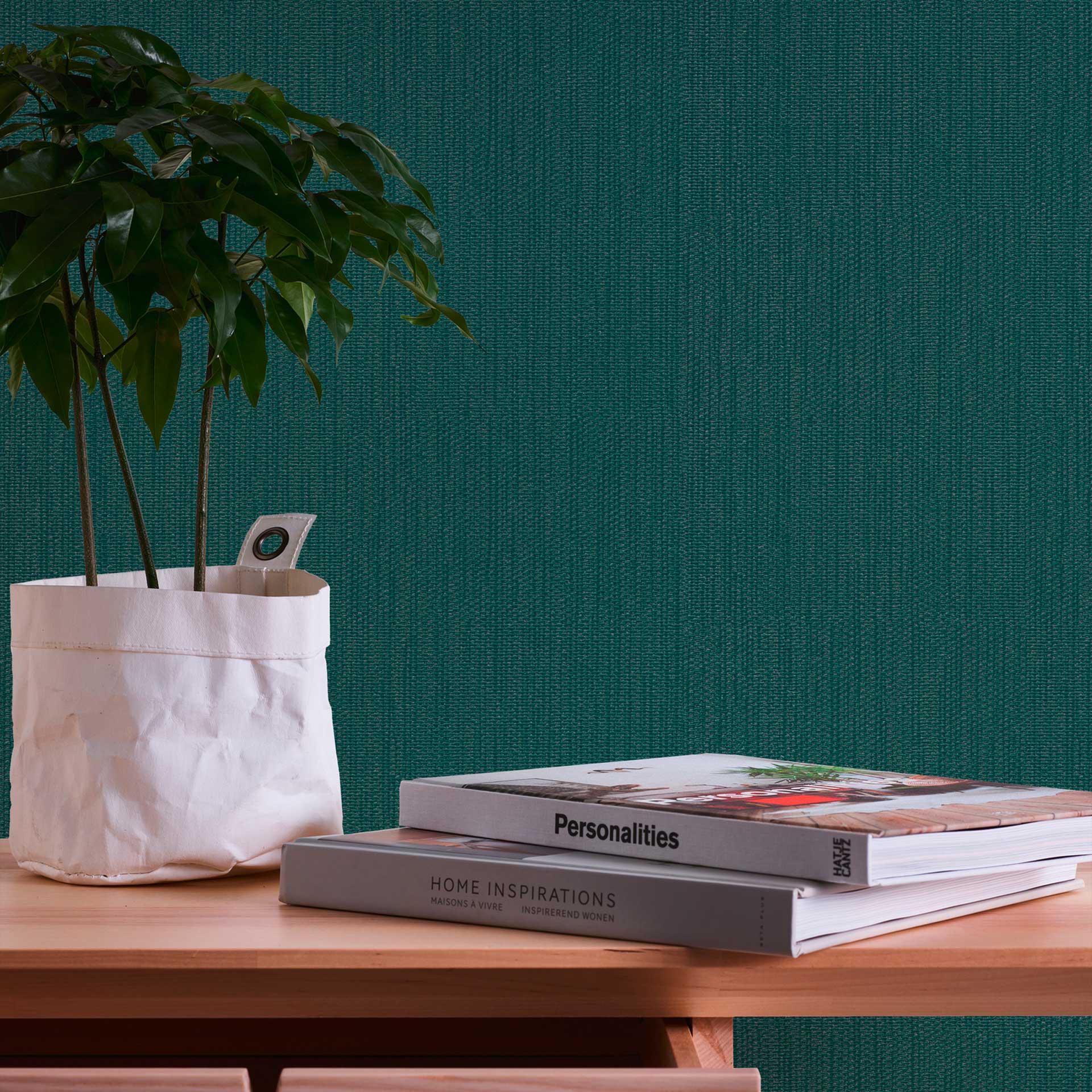 Tekstureret tapet med glittereffekt grøn - ensfarvet tekstureret tapet - non-woven tapet