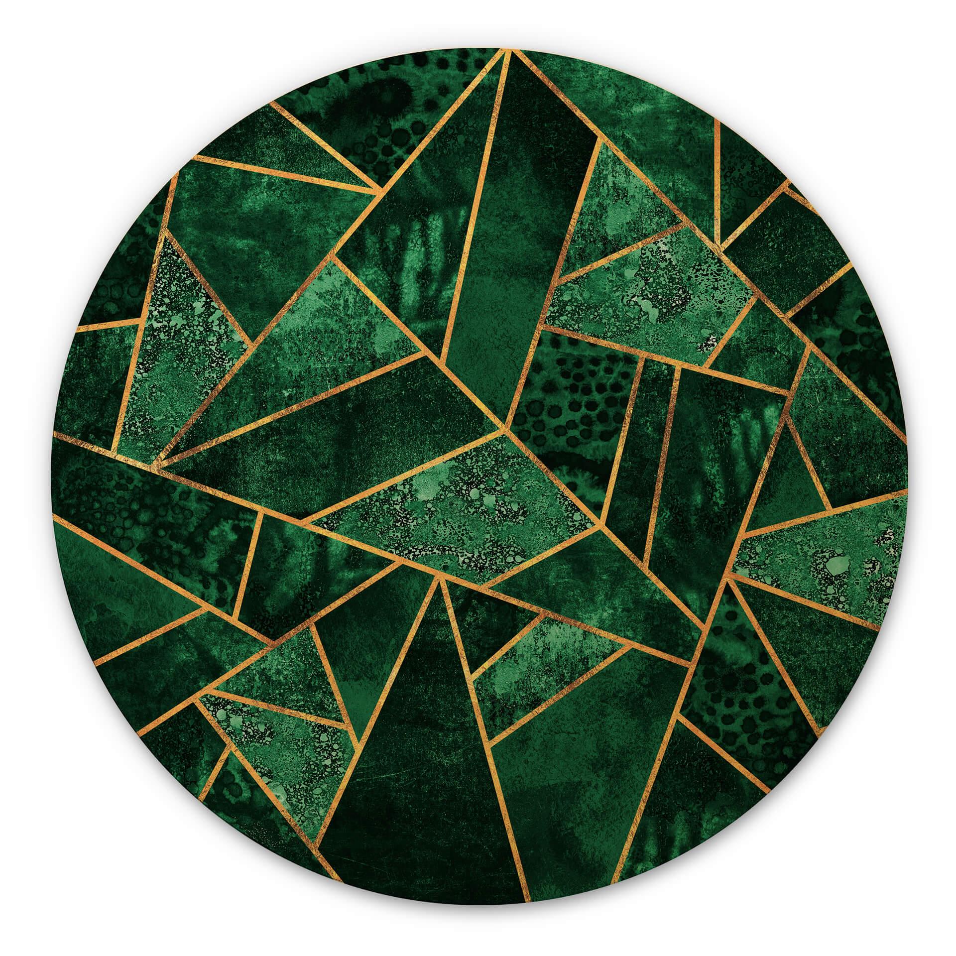Cuadro de madera Fredriksson - Esmeralda verde oscuro - Redondo