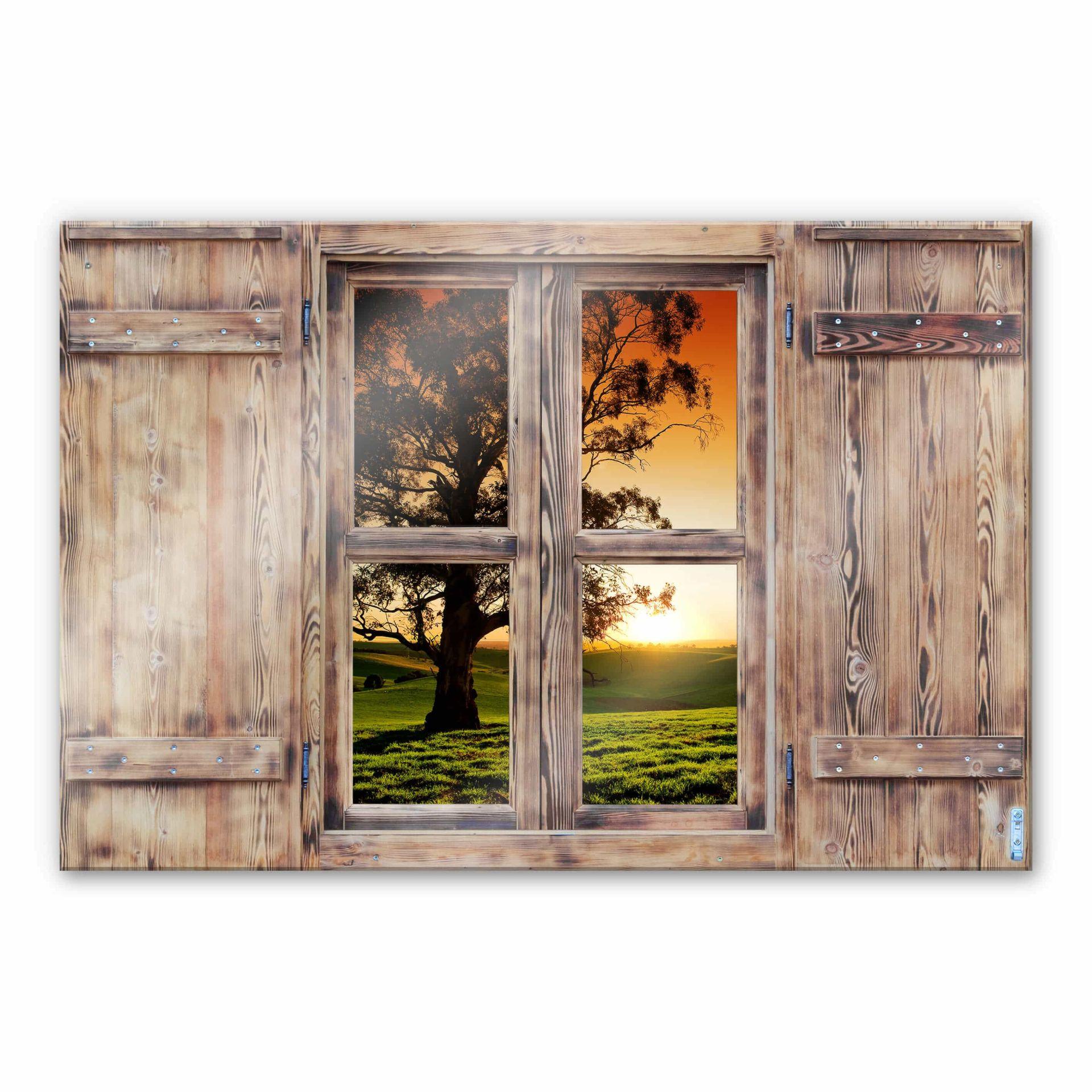 Trompe L'oeil op glas - Sunset in the Hills