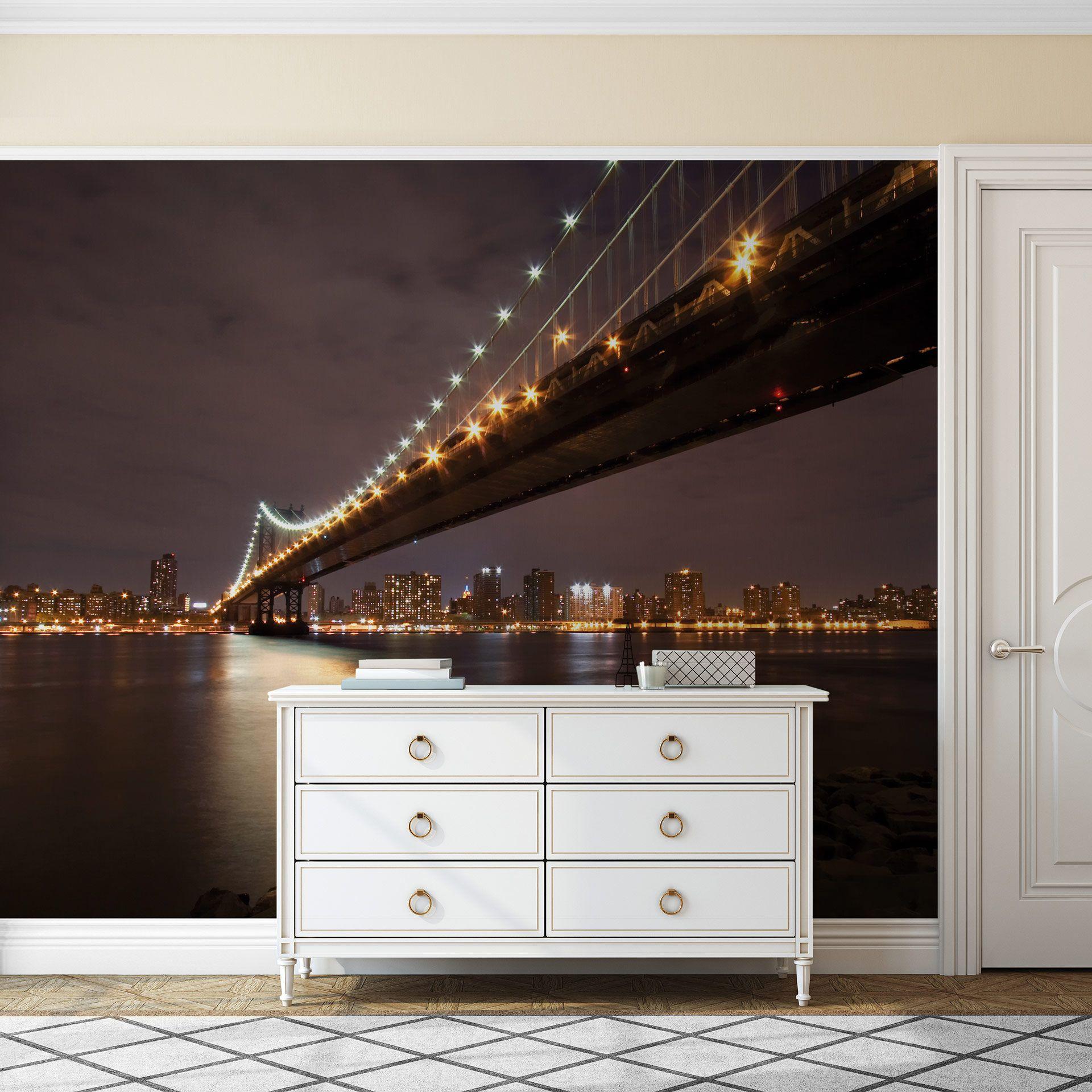 Fototapet Manhattan Bridge at Night - 336x260 cm