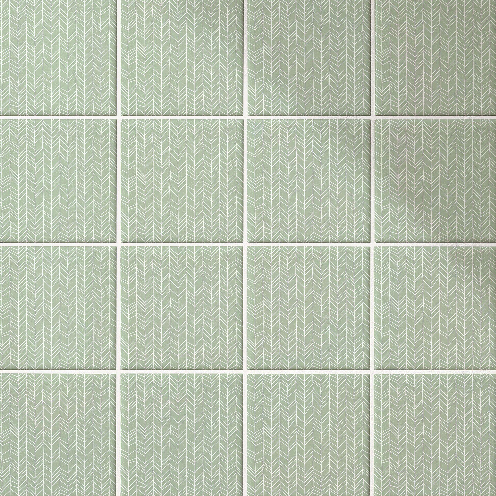 Azulejos Adhesivos filigrana en espiga - menta - lote de 12