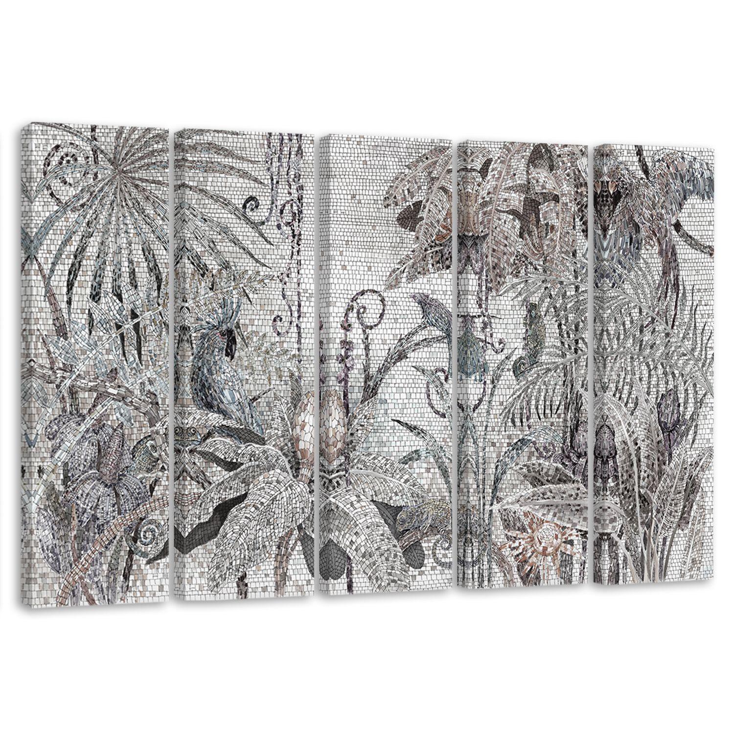 5 stykke lærredstryk Mosaikjungle