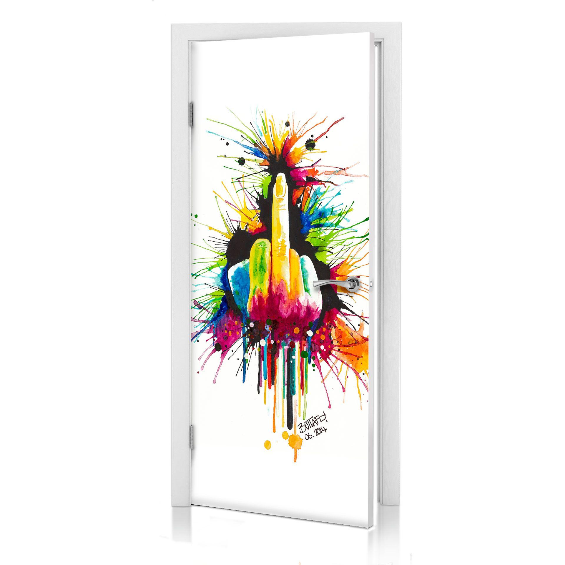 Puerta de diseño Buttafly - Fuck the System 91x200 cm
