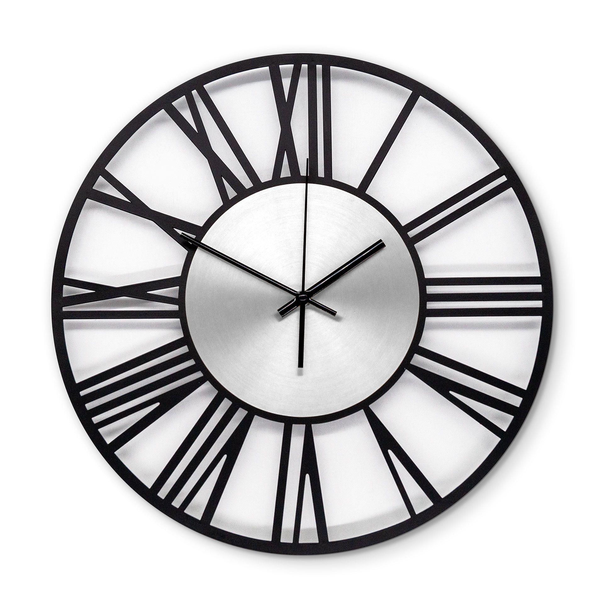 XL Wanduhr Industrial Design - geräuschlose Metall Uhr für Büro, Flur, Wohnzimmer Ø40 cm