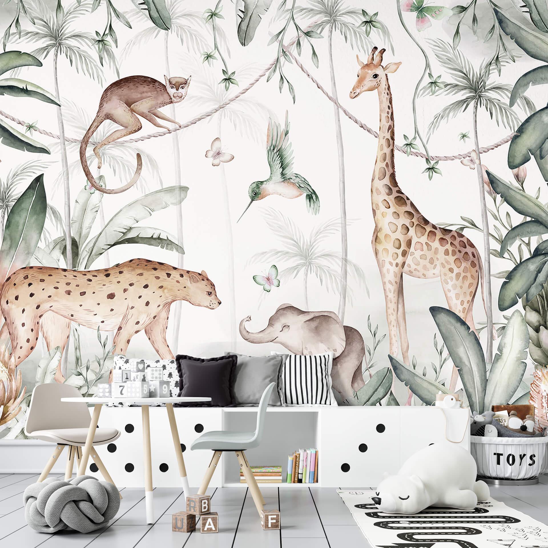 Papel pintado Animales de la jungla - Papel pintado Guardería - Kvilis