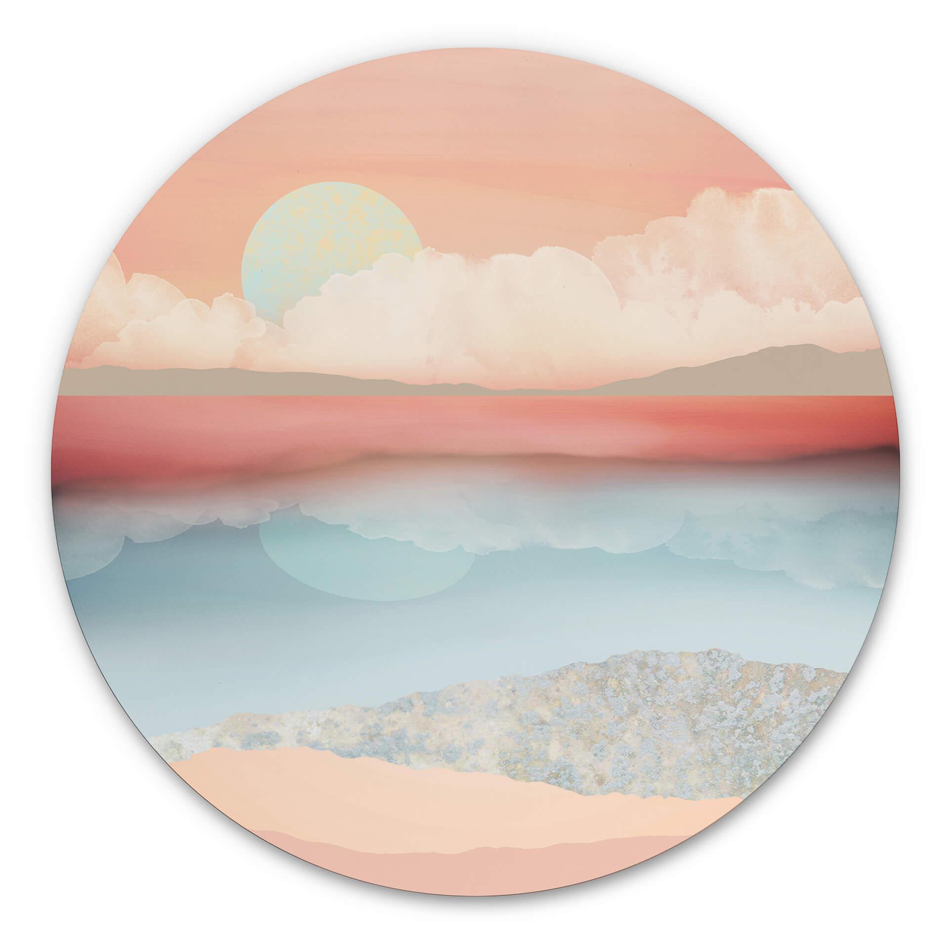 Tableau sur alu-Dibond rond SpaceFrog Designs - Lune menthe