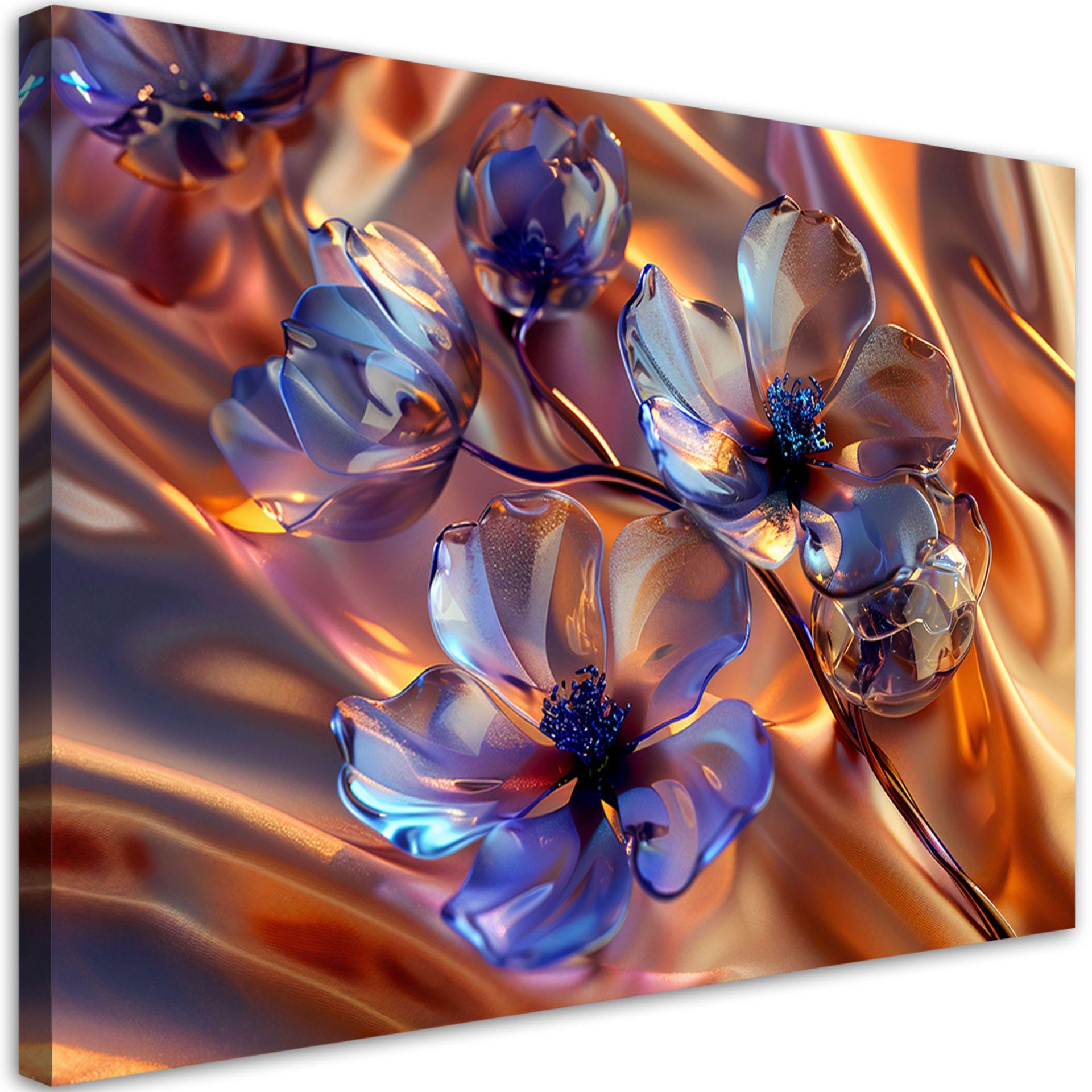 Canvasbillede, Glasblomster på en gylden baggrund