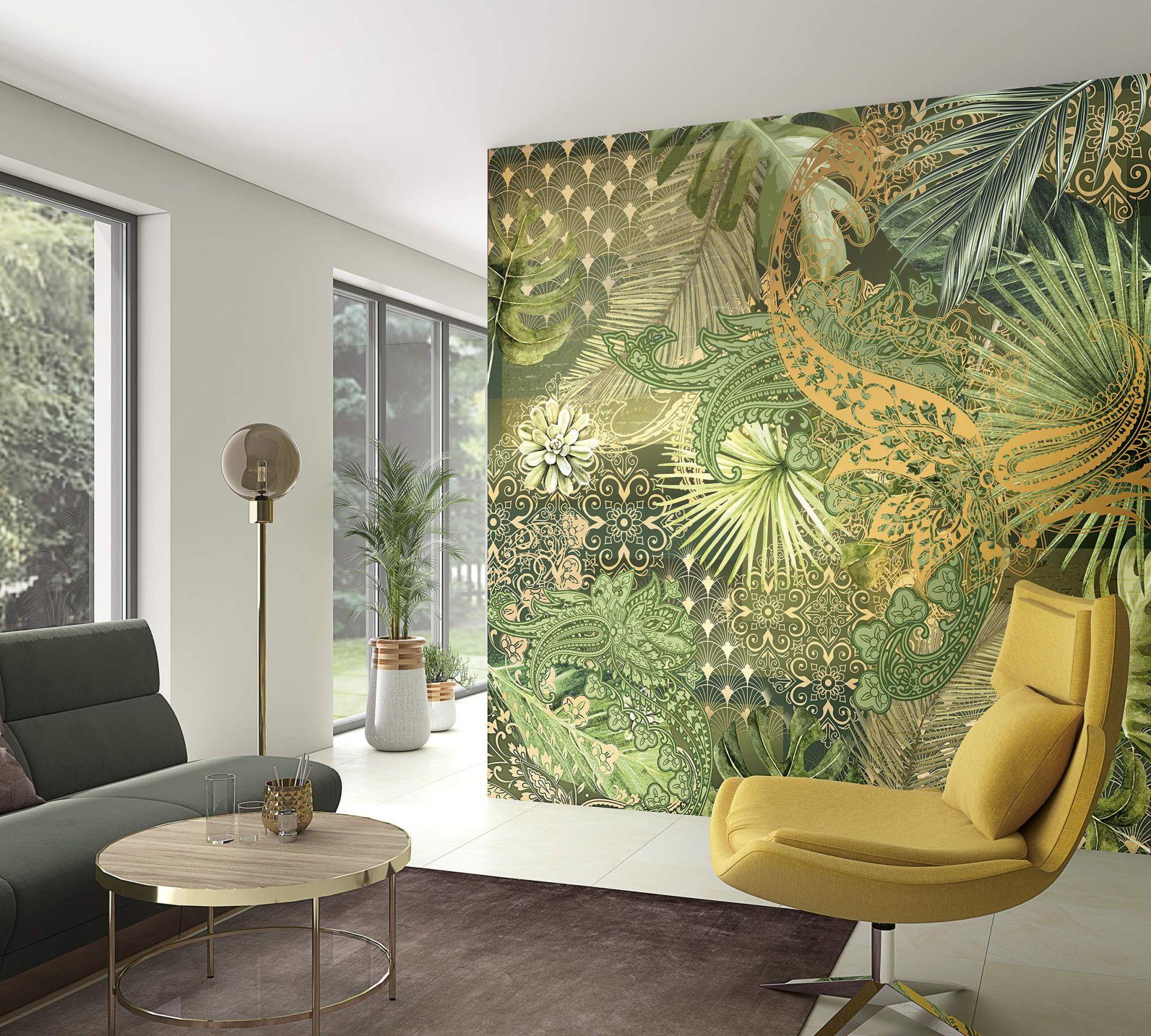 Fototapet med abstrakt blomsterdesign, Orange blomst 3,40 x 3,18 m
