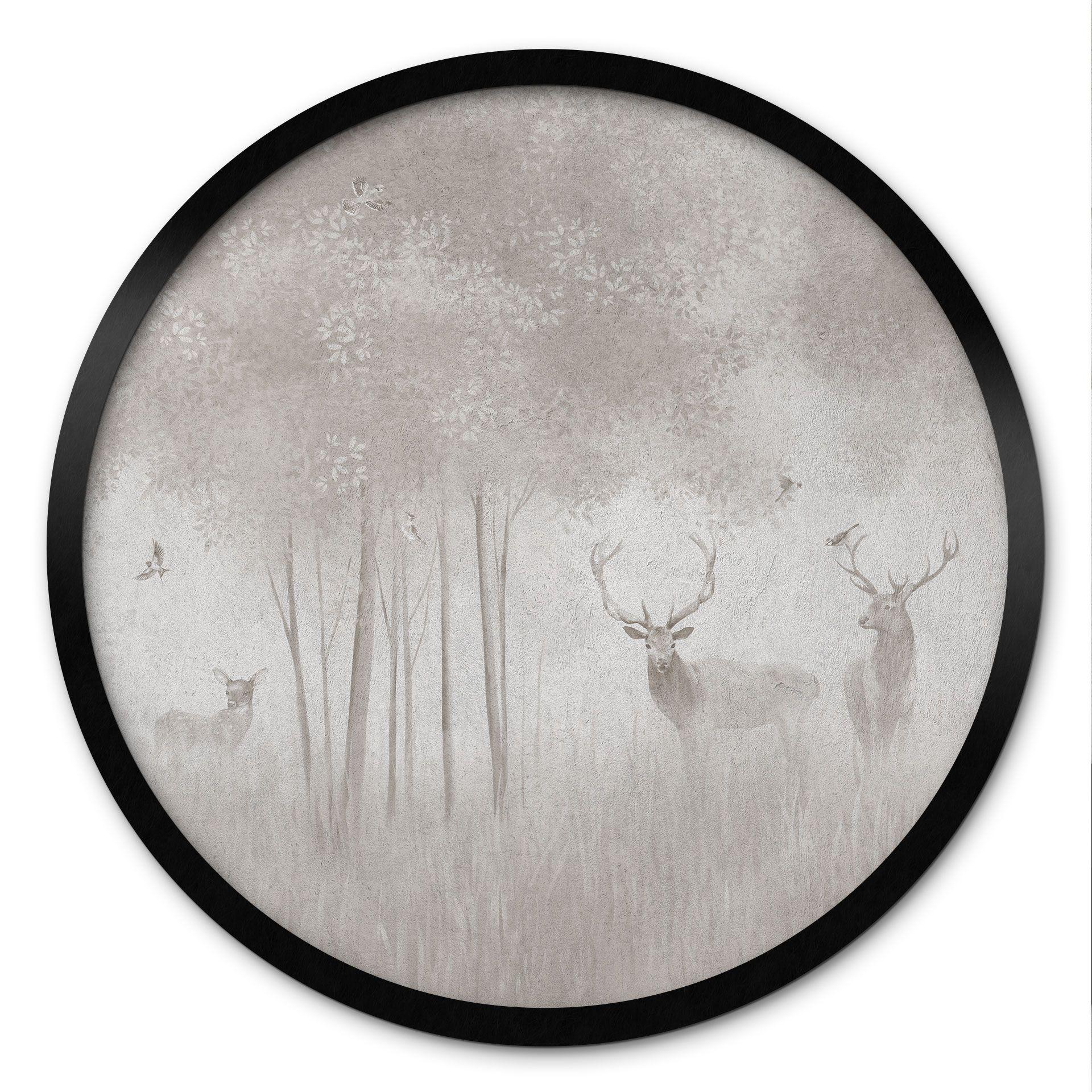 Poster Natuur - Herten in het nevelwoud - Ms Tiff - Rond
