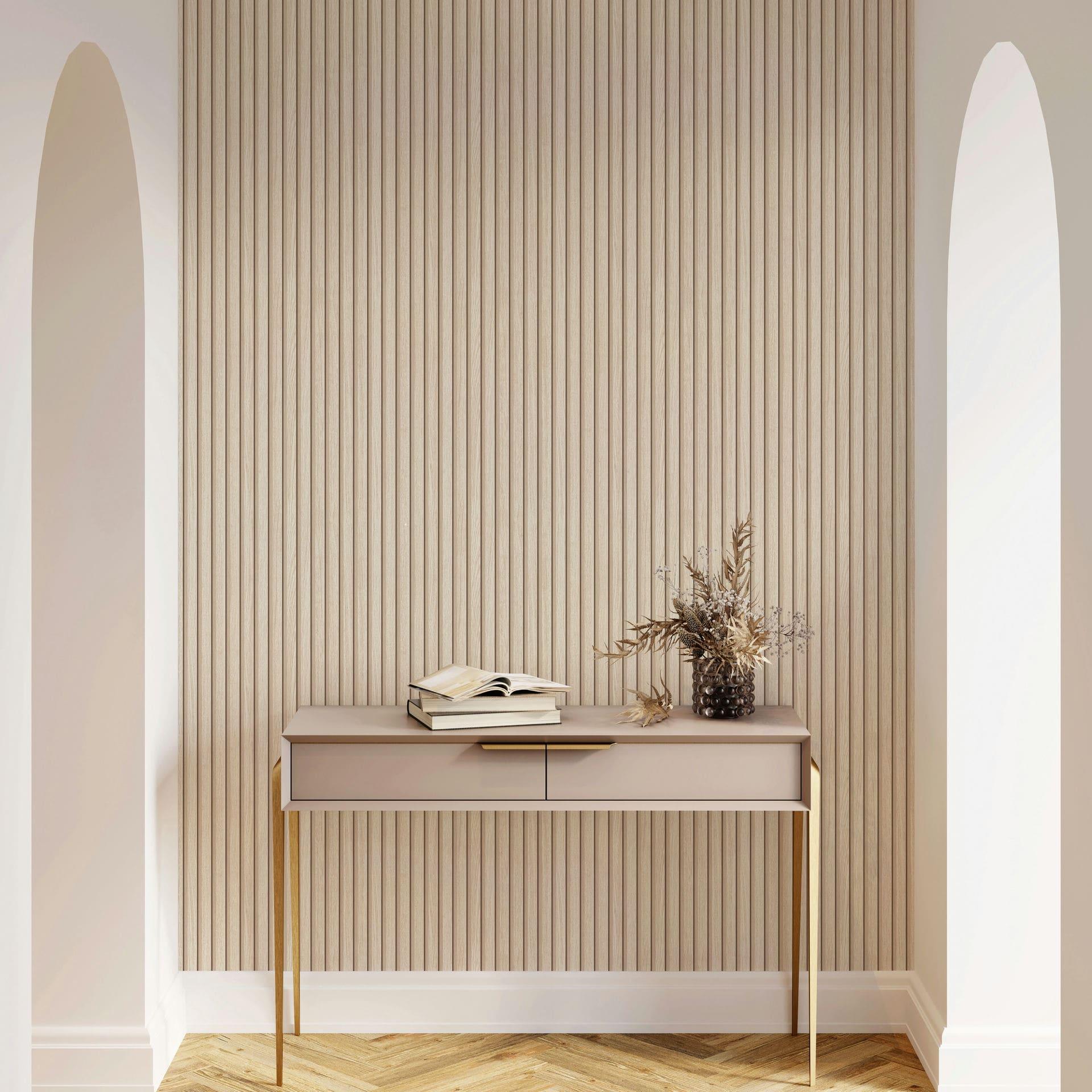 Selvklæbende tapet beige trælook scandi træpaneler selvklæbende Folie