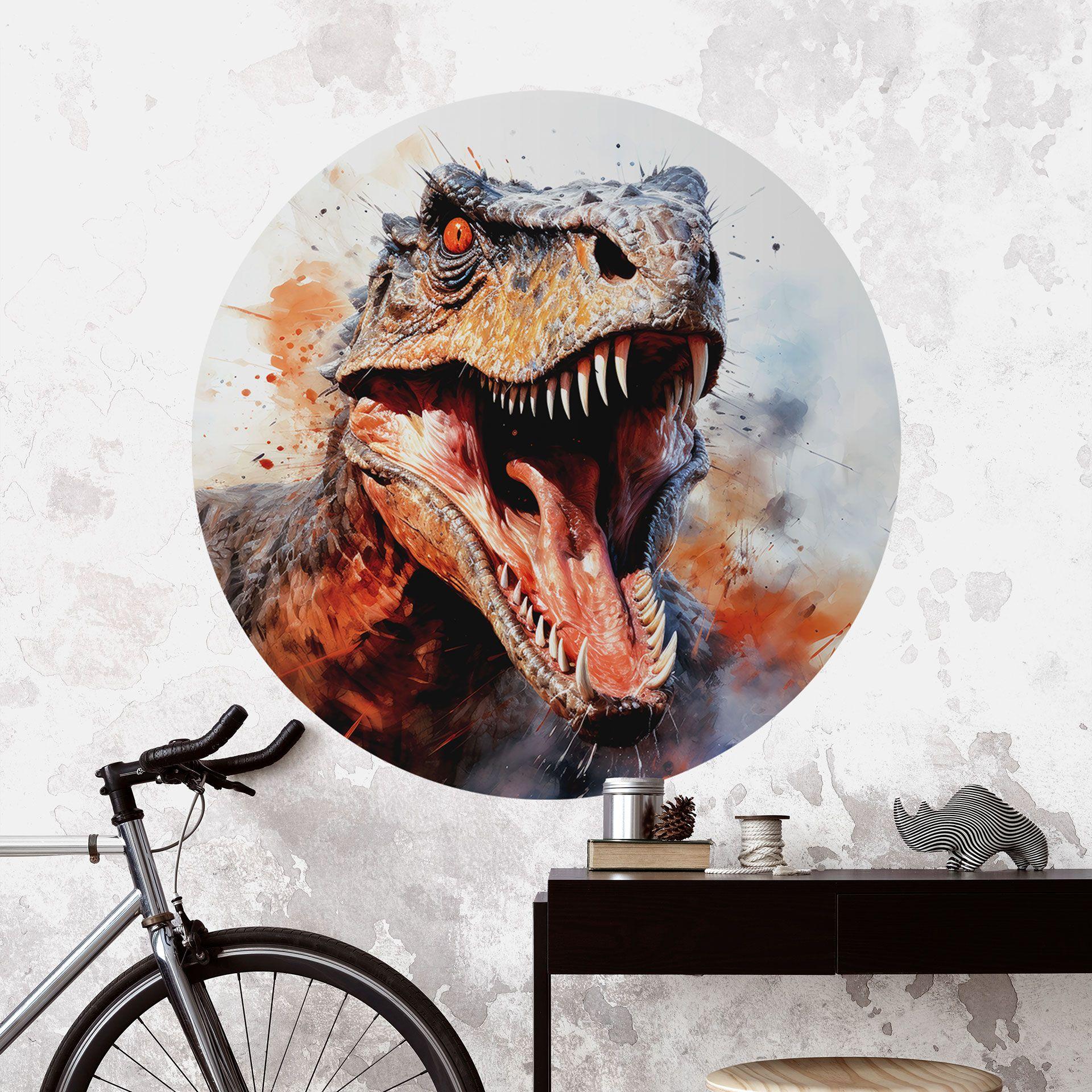 Dinosaur Wallsticker T-Rex: Det vilde ansigt fra forhistorisk tid - Jaszke - Round