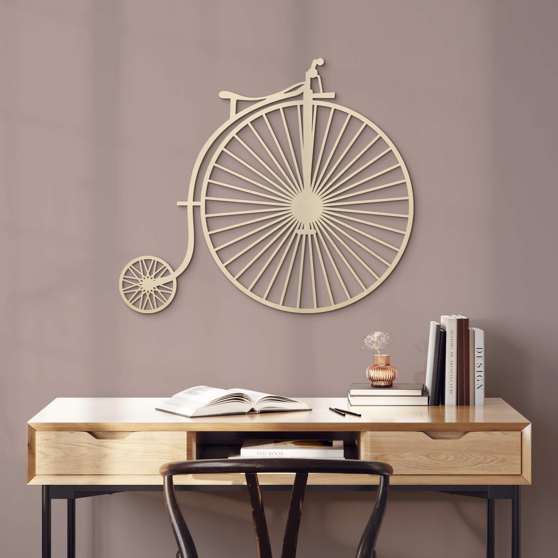 Decoración en madera chapa de chopo - Bicicleta antigua - penny-farthing