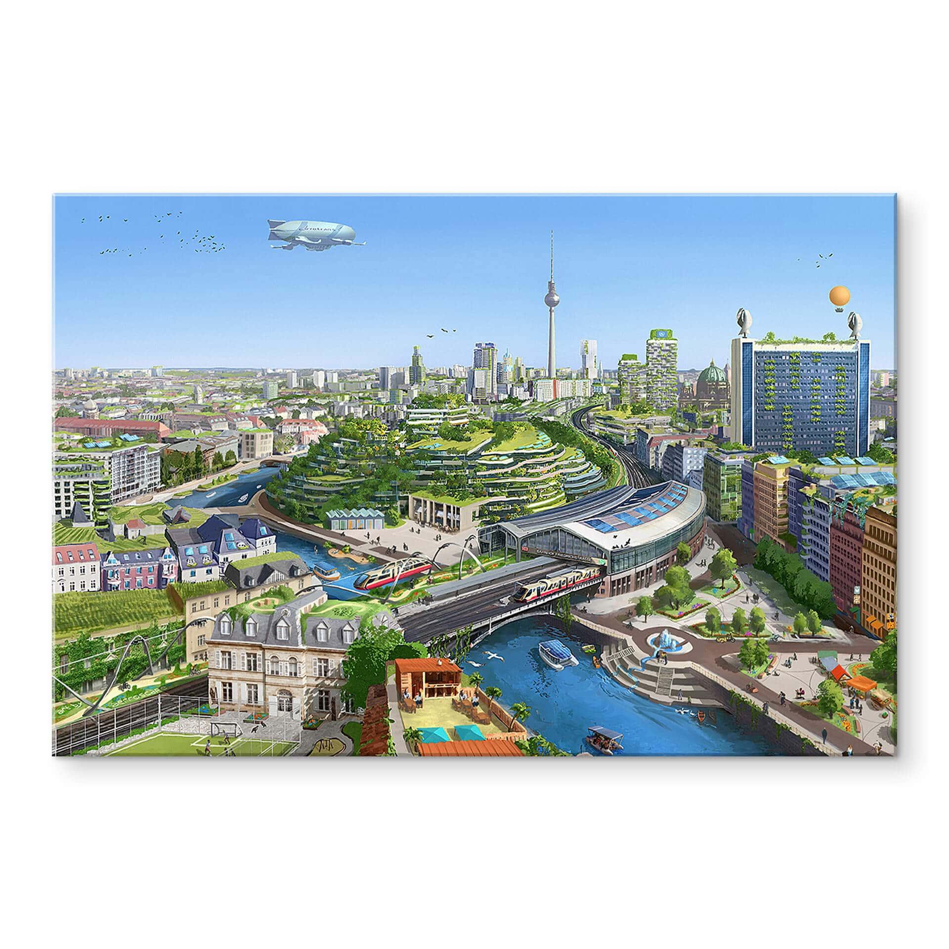 Akrylbillede aerroscape - Berlin Solarpunk