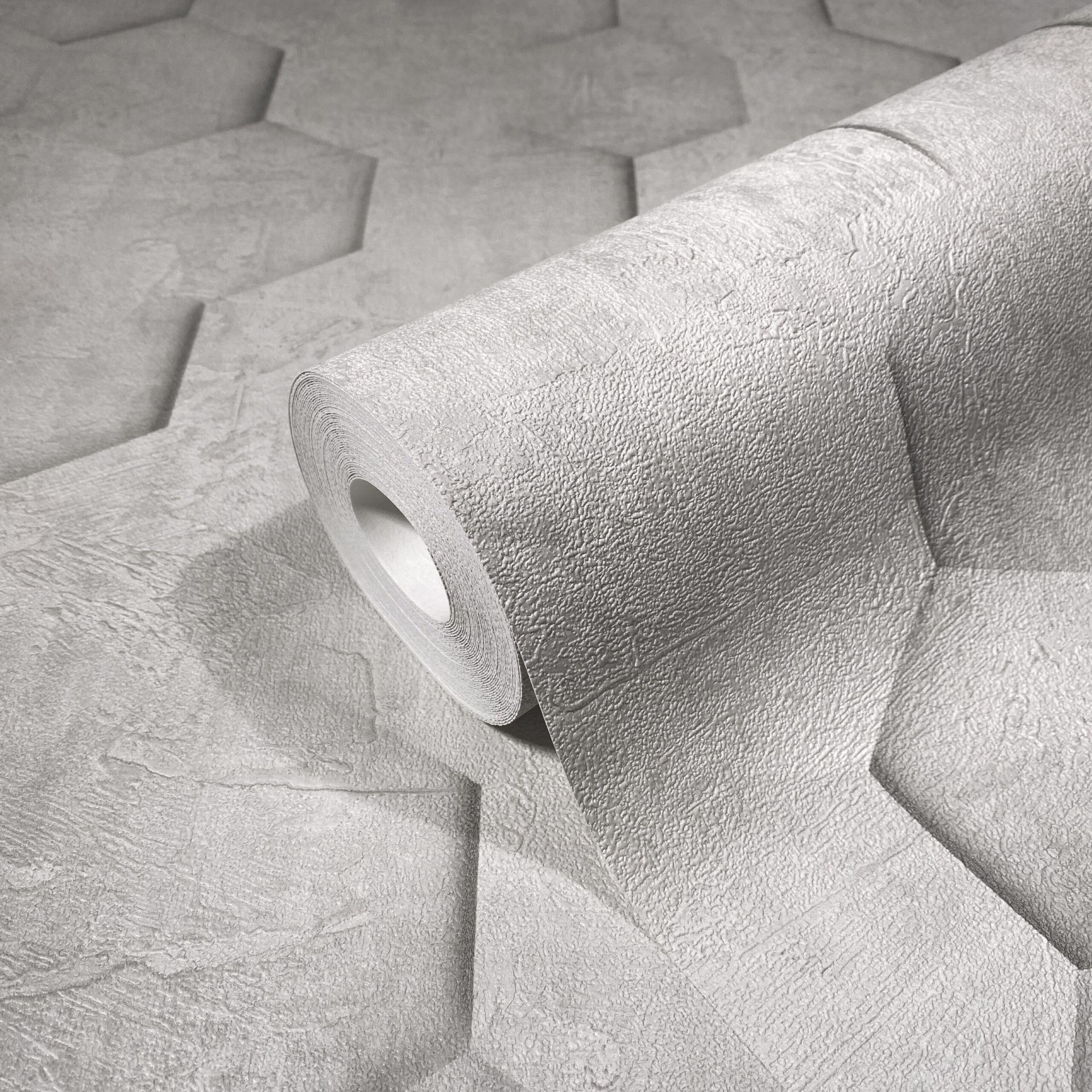 Non-woven tapet med 3D honeycomb mønster grå grafik 