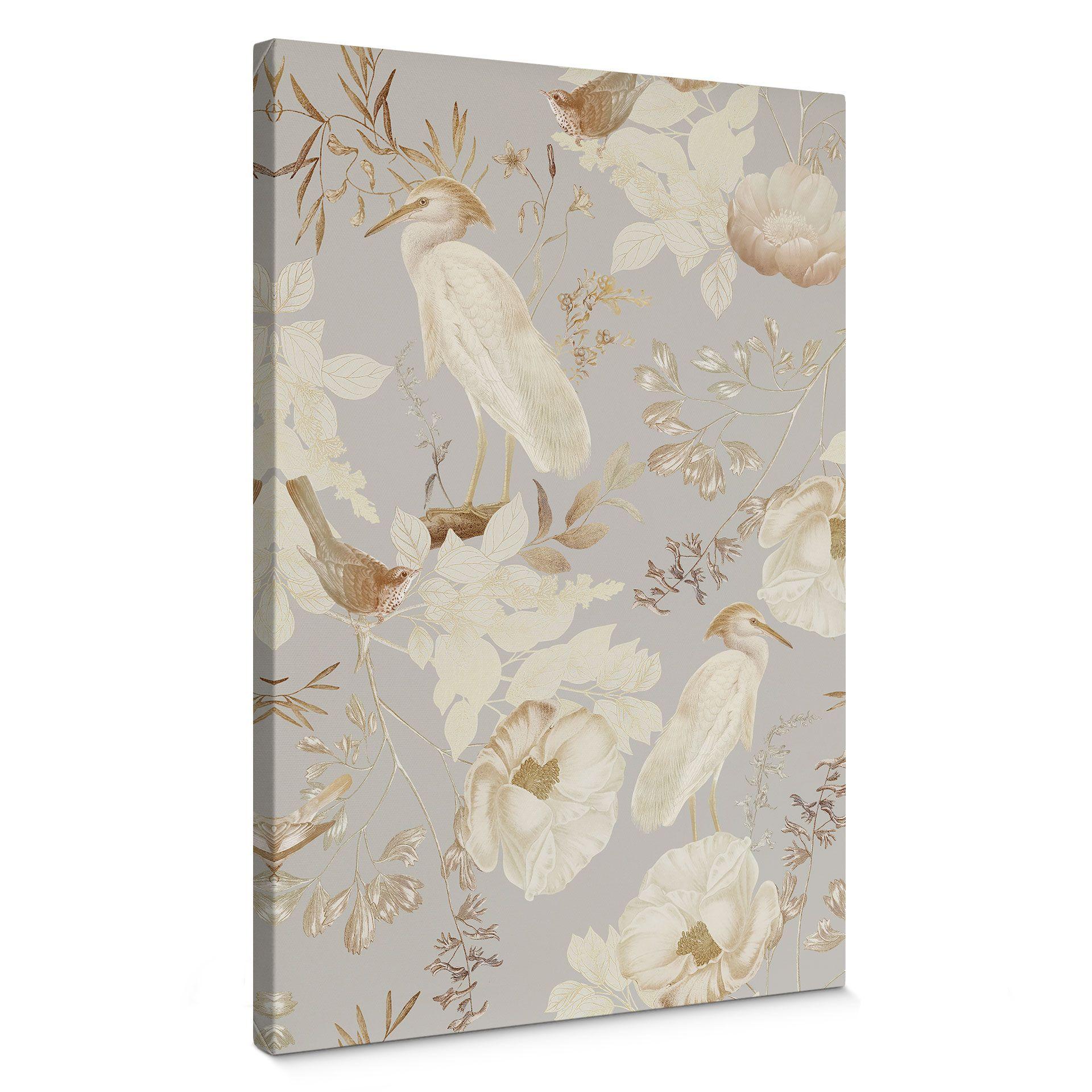 Lienzo Pájaros entre flores blancas - UN Designs