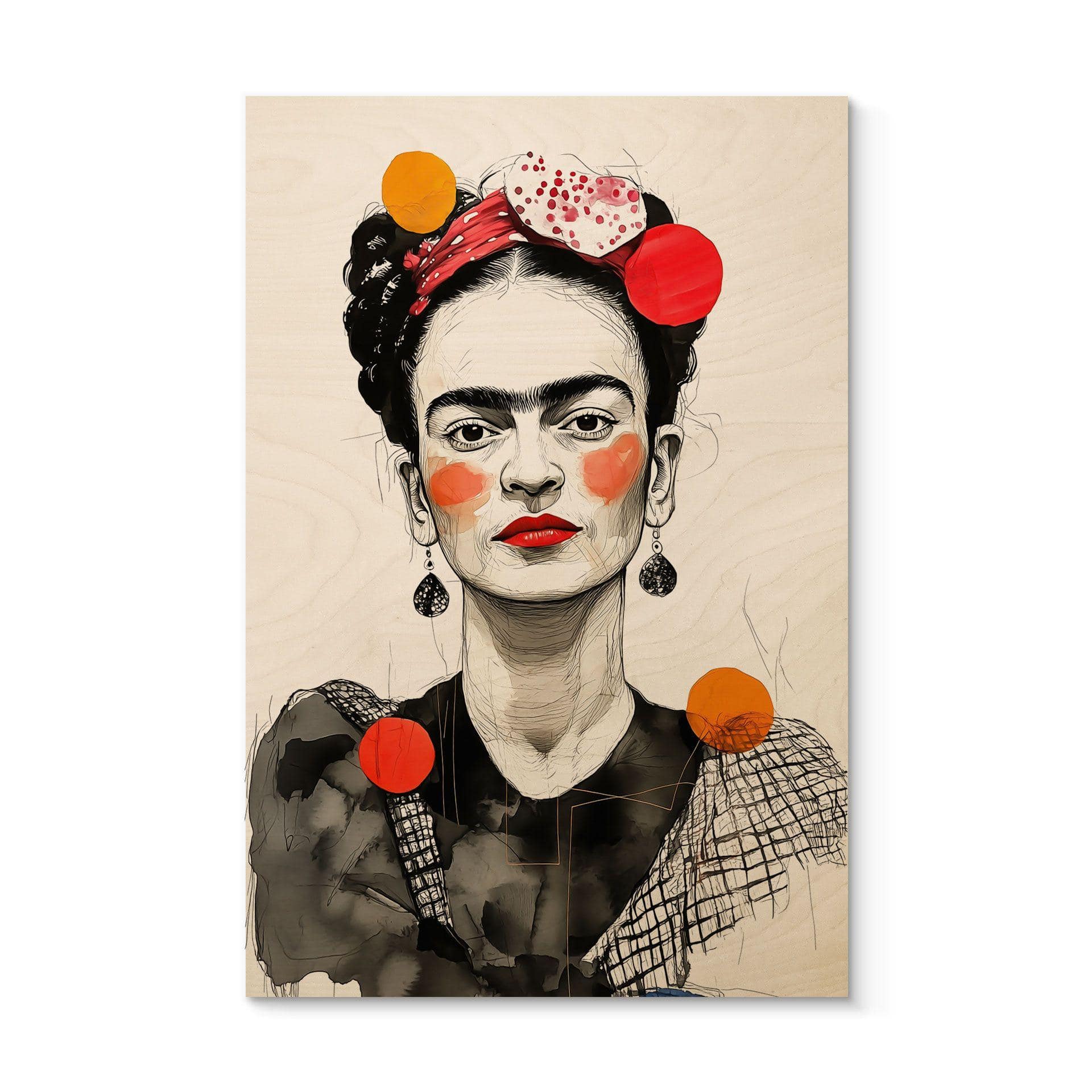 Cuadro de madera Frida Kahlo retrato pop art - Jaszke