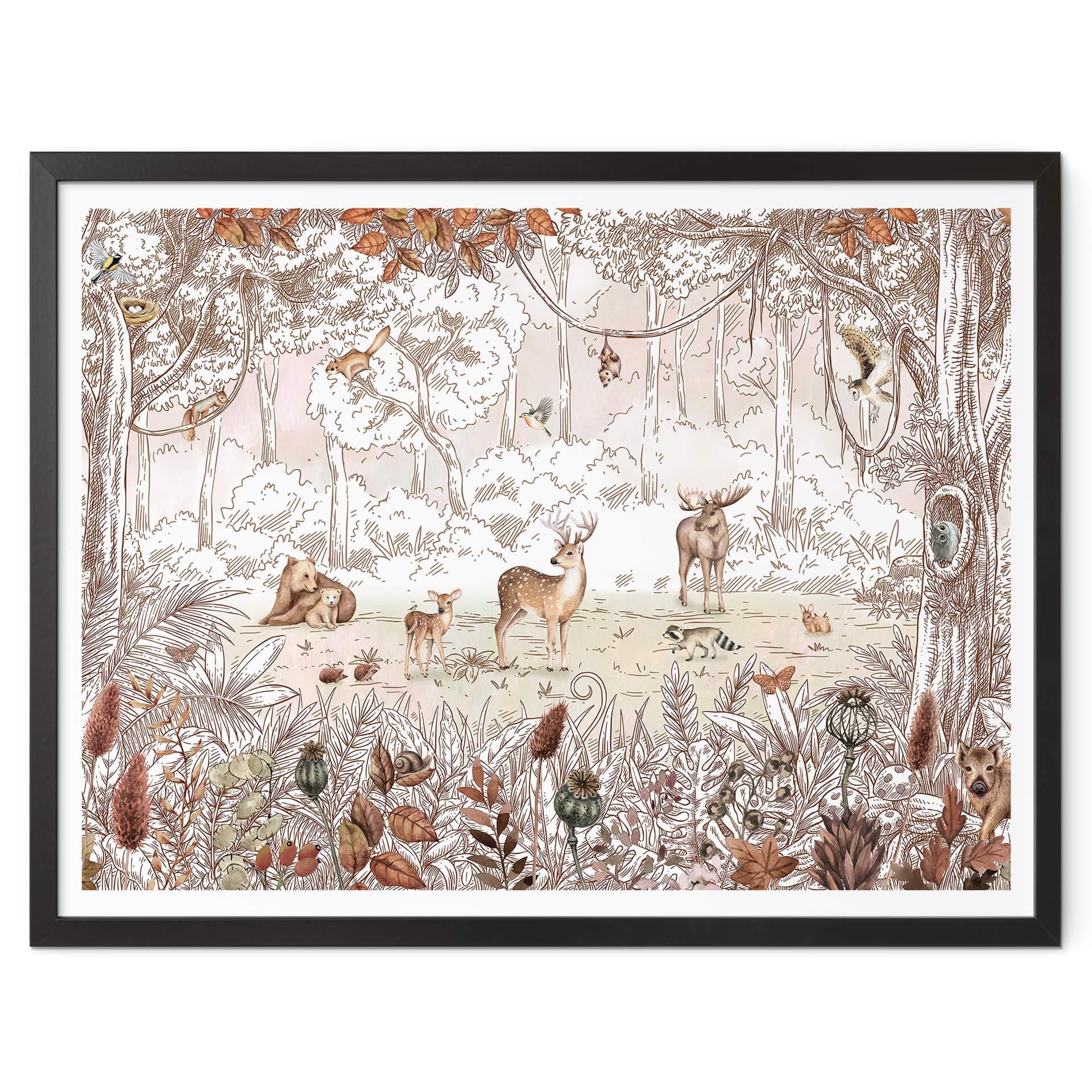 Póster Kikki Belle - Amigos del bosque otoño