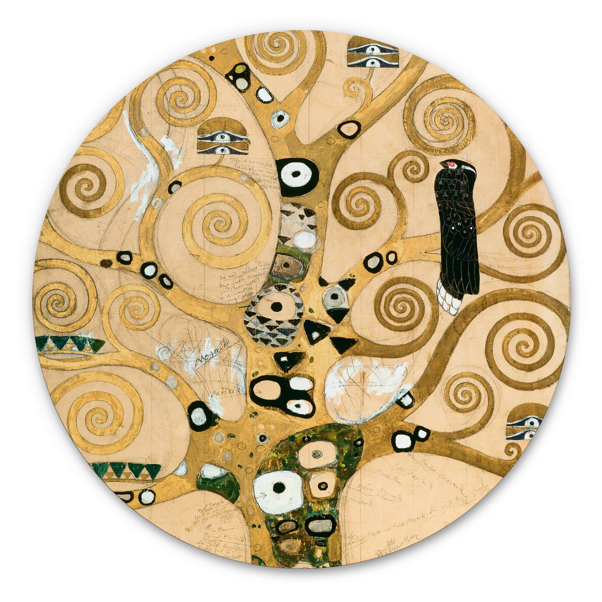 Tableau sur alu-Dibond rond Klimt - Der Lebensbaum
