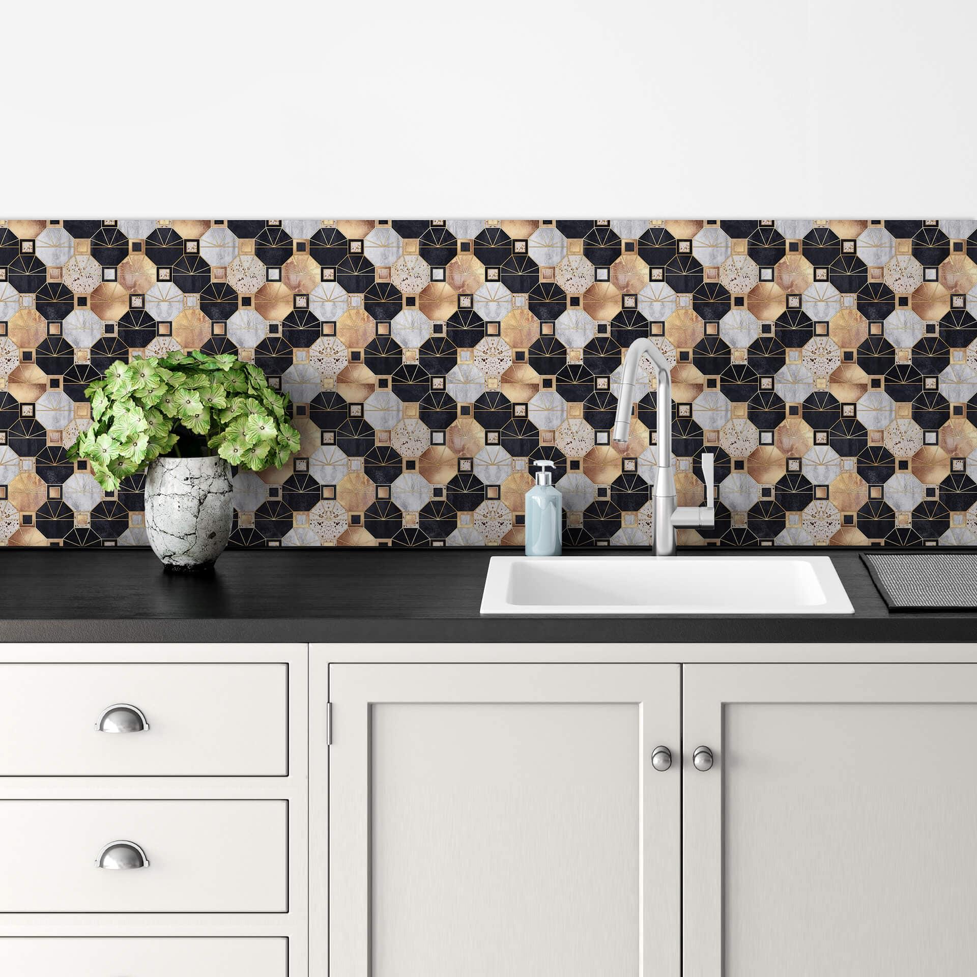 Keukenachterwand Fredriksson Art Deco Gold & Black