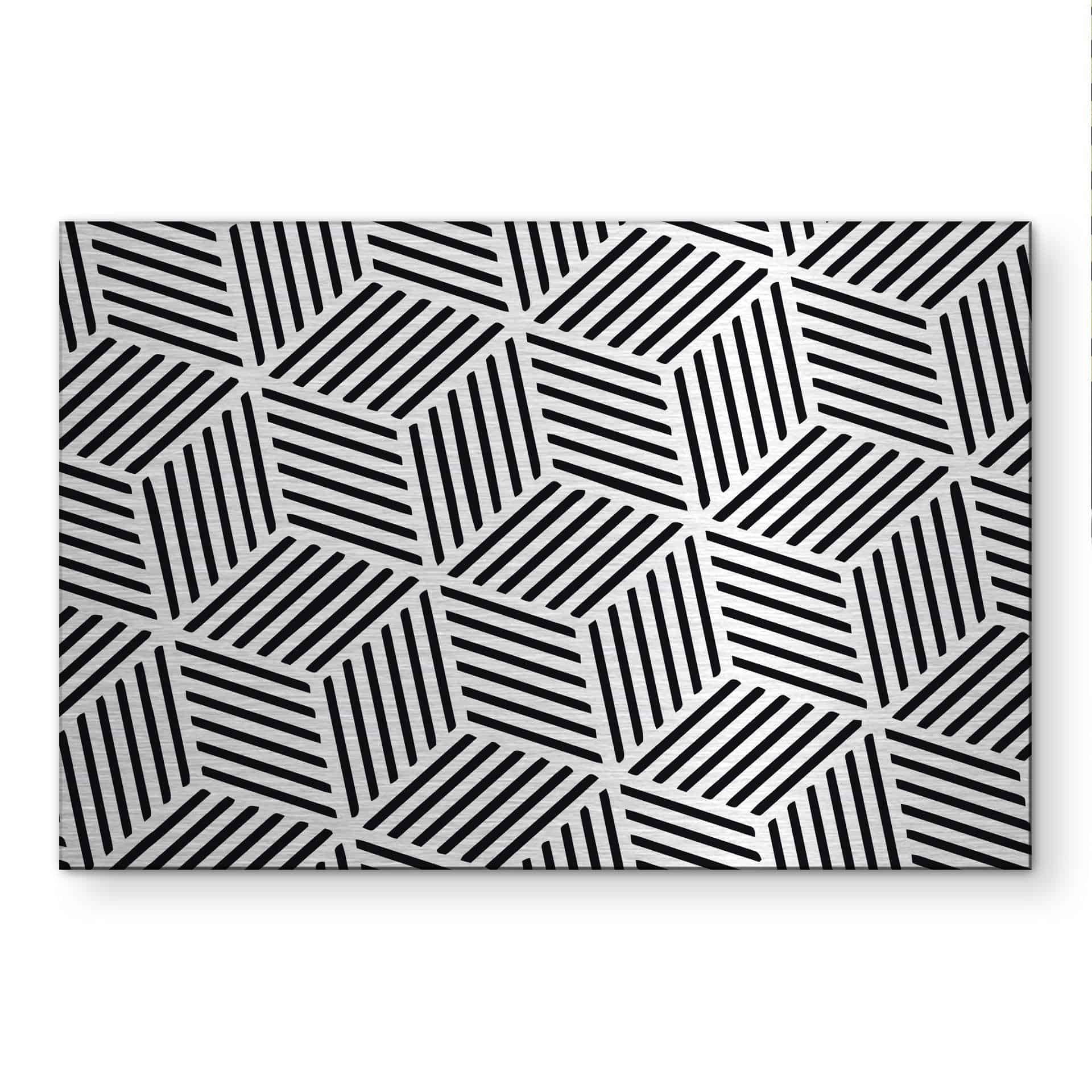 Alu-Dibond spazzolato con Effetto Oro, Argento e Rame - Motivo geometrico a linee