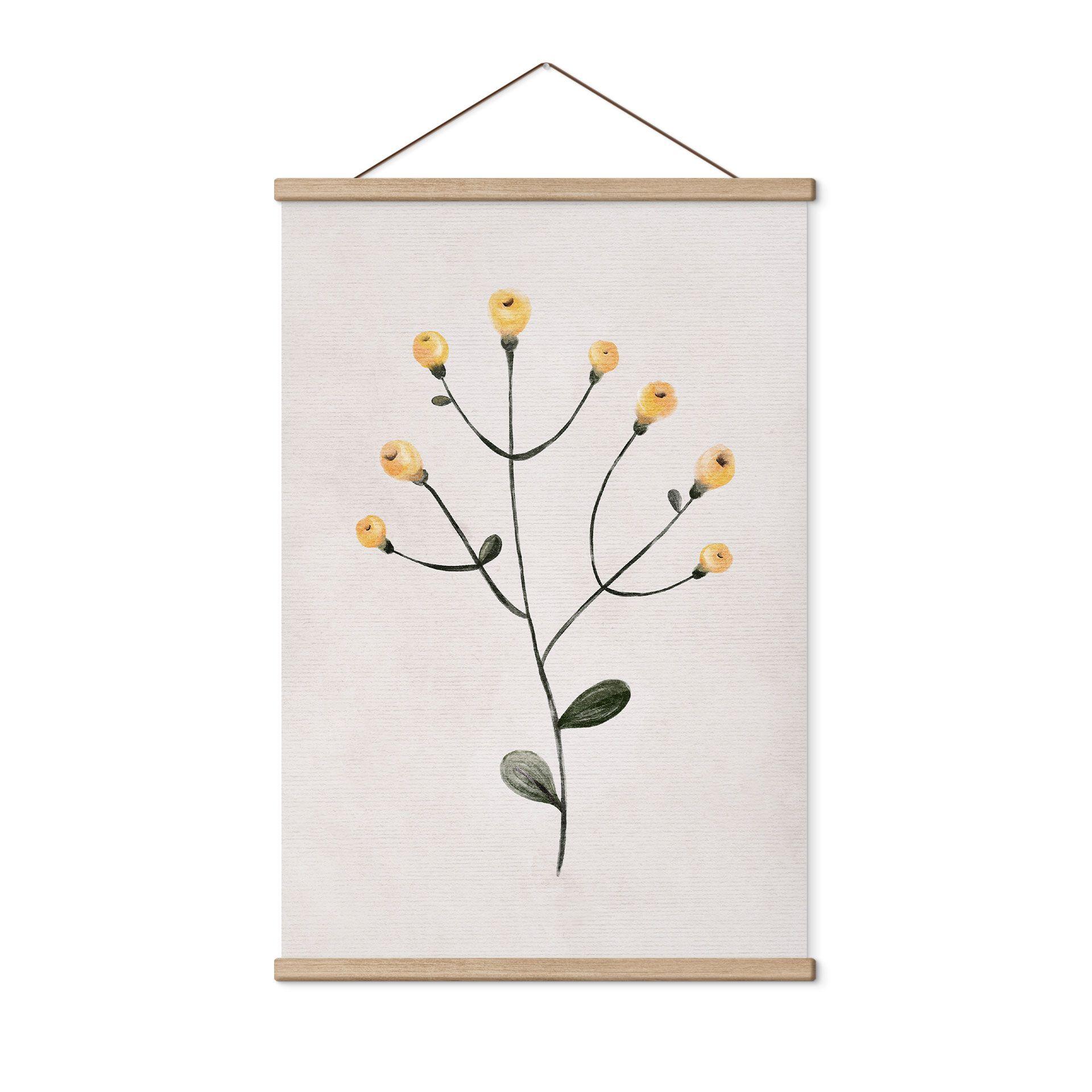 Póster de tela Planta delicada con flores amarillas - Goed Blauw