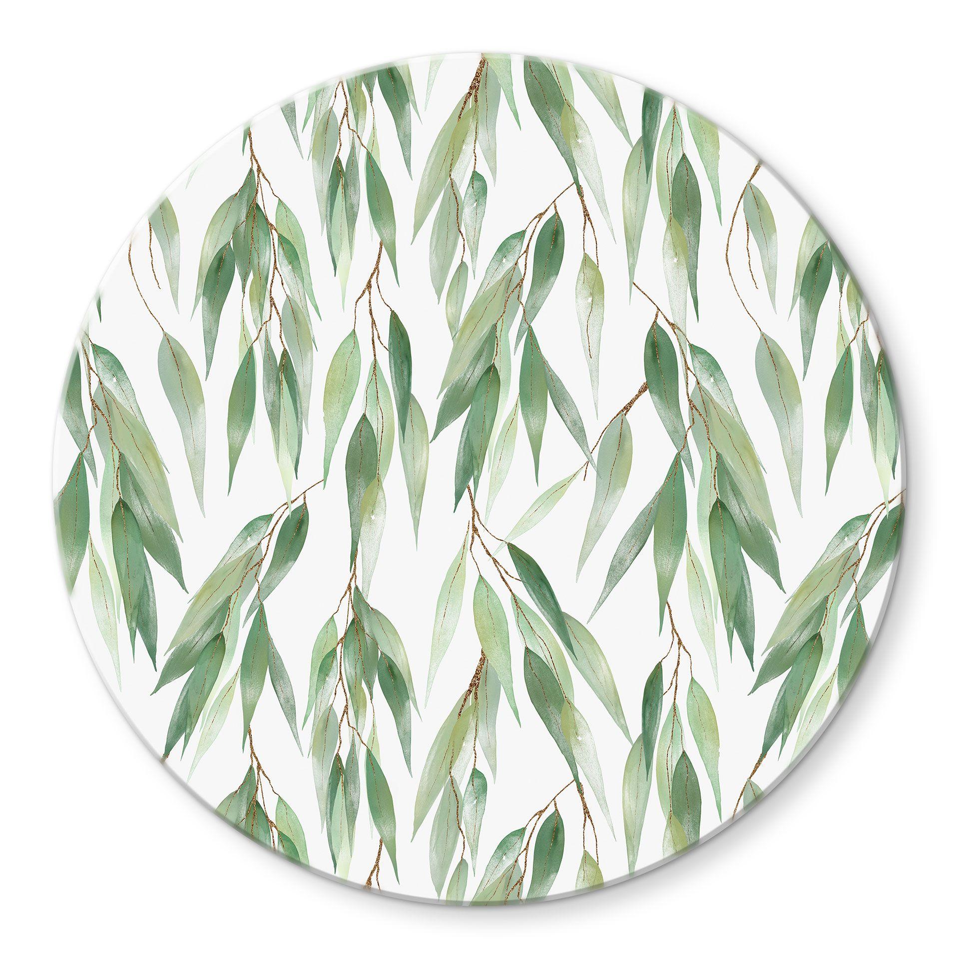 Glasbillede - Grene med grønne blade - UN Designs