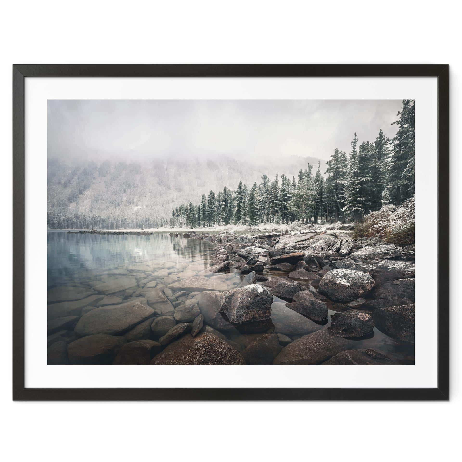 Póster Bosque invernal junto al lago - Rostovskiy