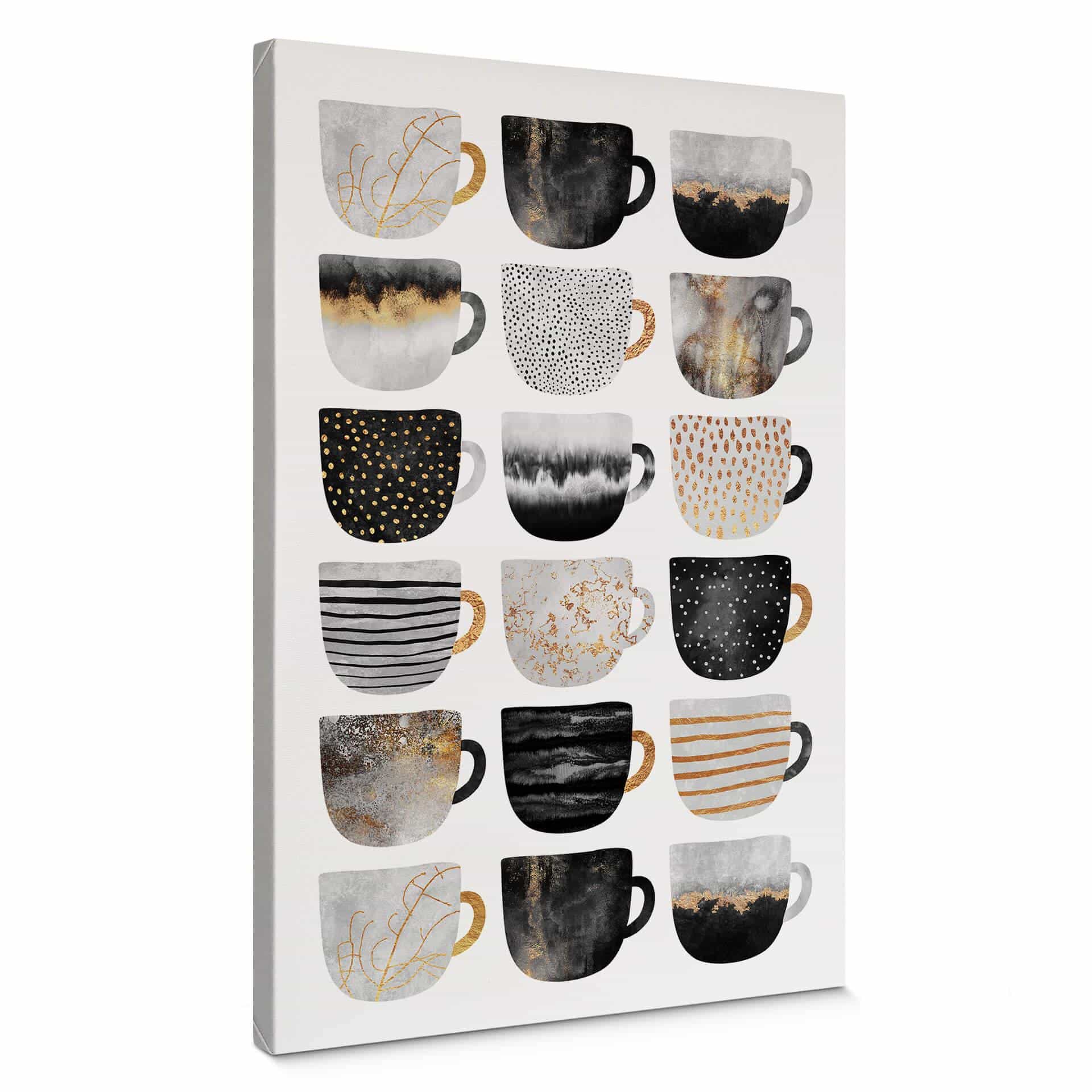 Lienzo Fredriksson - Tazas de café: Pretty Black & Gold
