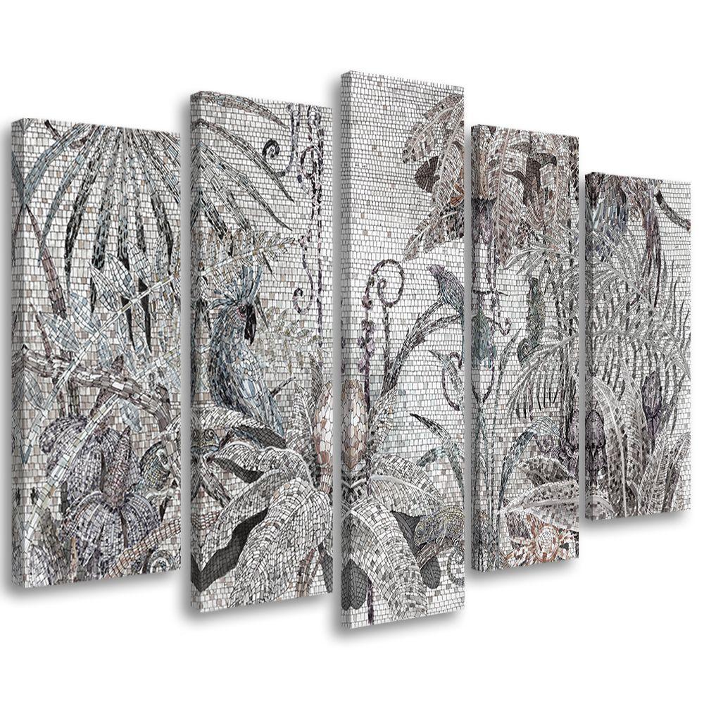 5 stykke lærredstryk Mosaikjungle