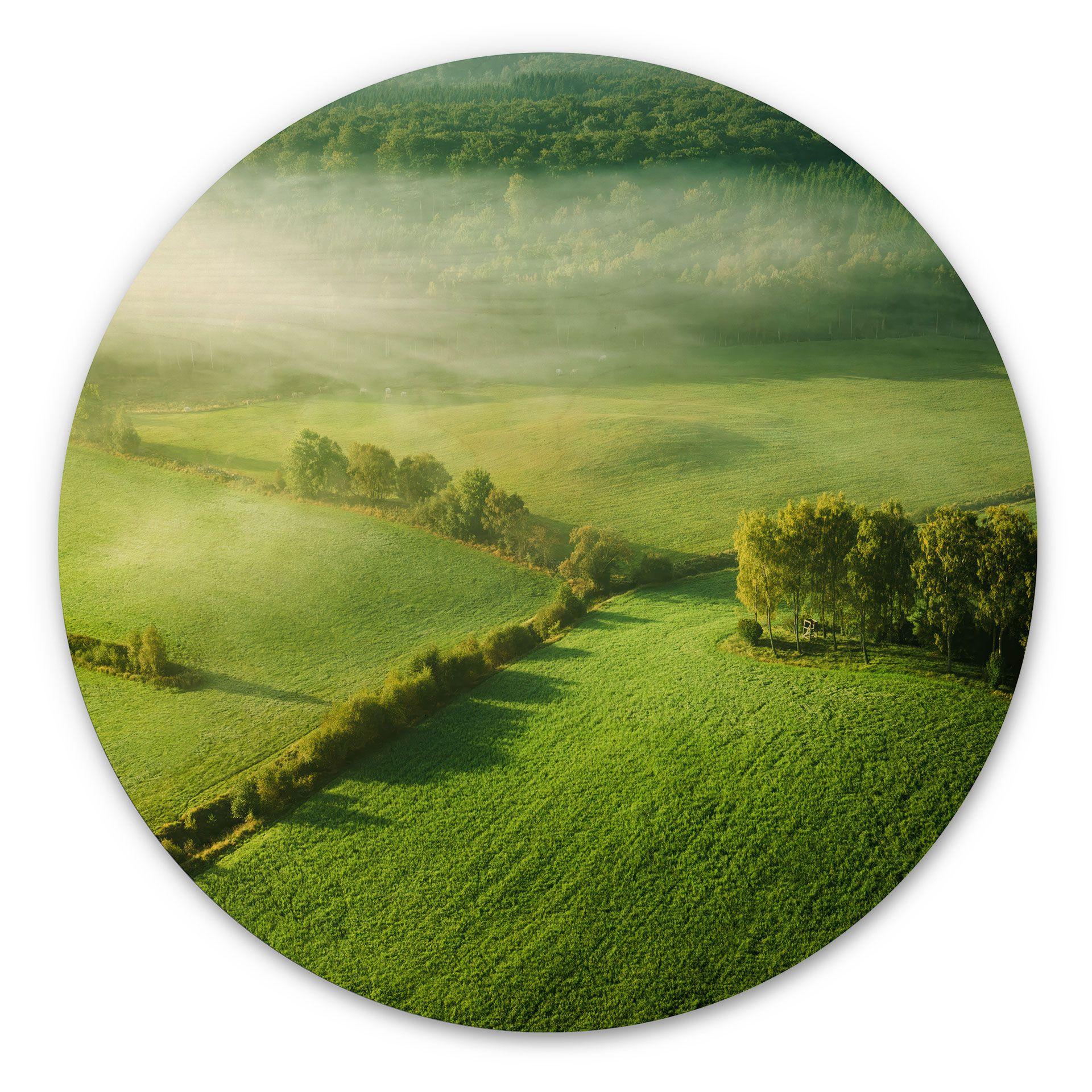 Cuadro de madera Campos idílicos en la niebla - Keller - Redondo